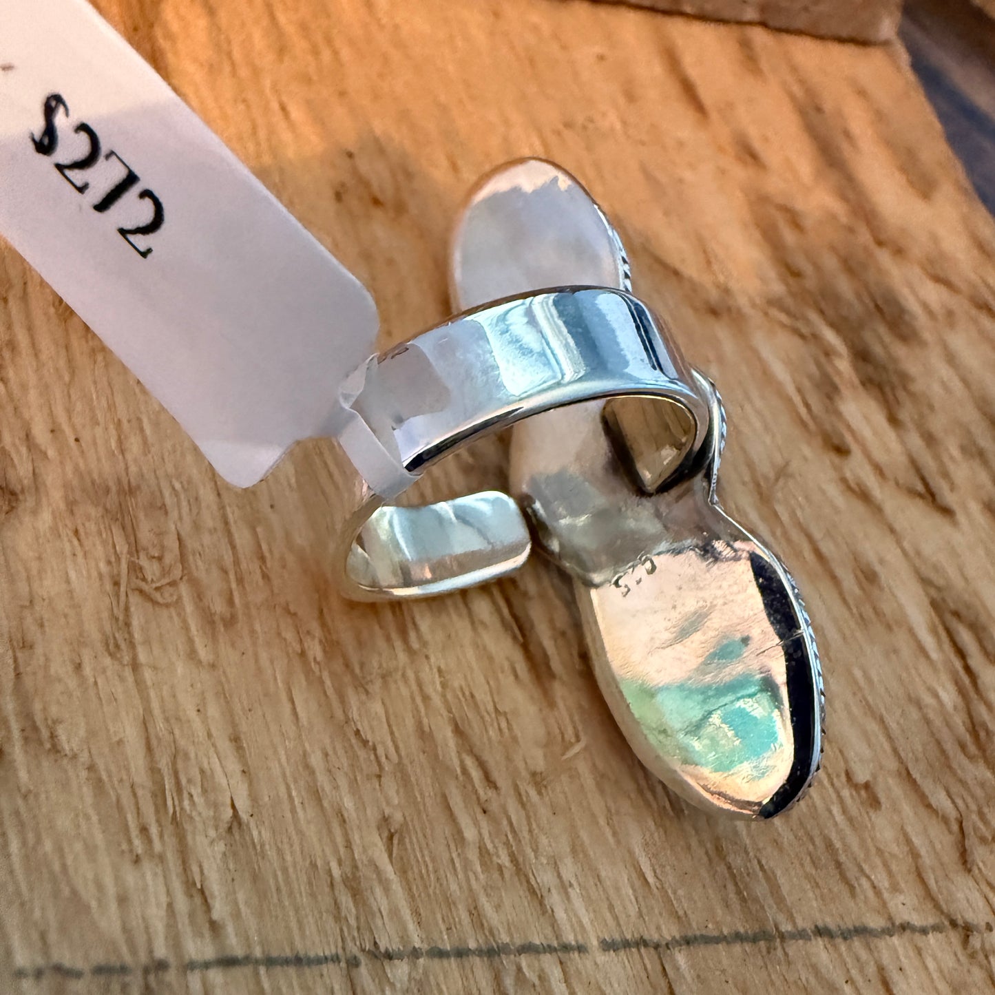 Three Gem Porcelain Jasper Cuff Ring in Sterling Silver Adjustable