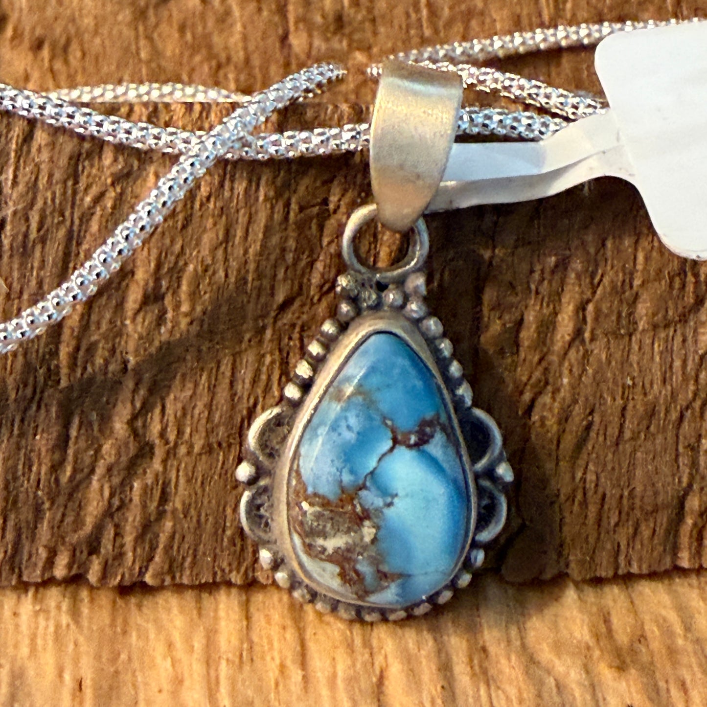 Golden Hill Turquoise Sterling Silver Necklace 18 Inch Chain