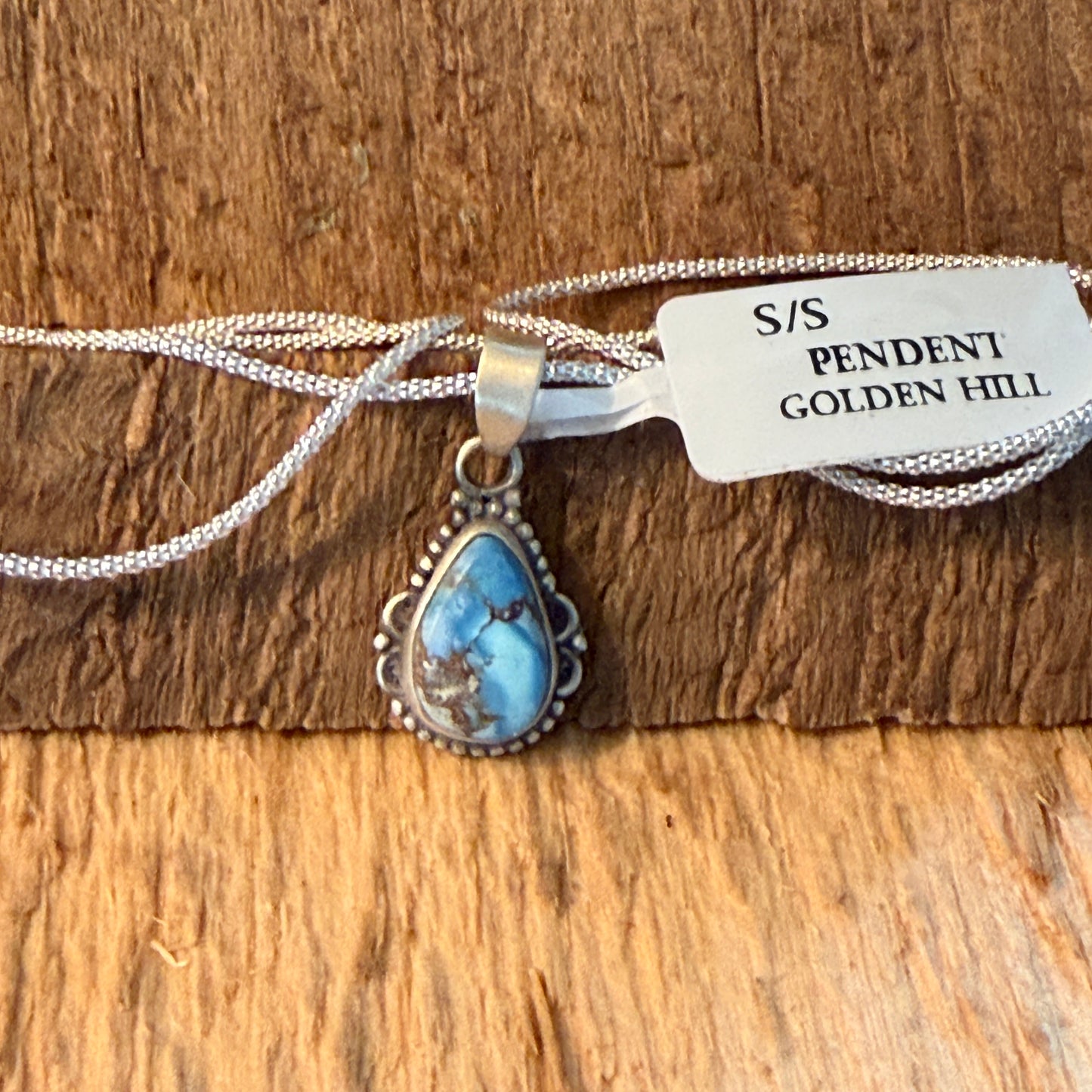 Golden Hill Turquoise Sterling Silver Necklace 18 Inch Chain