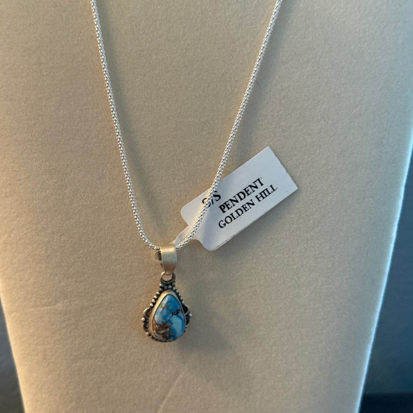 Golden Hill Turquoise Sterling Silver Necklace 18 Inch Chain