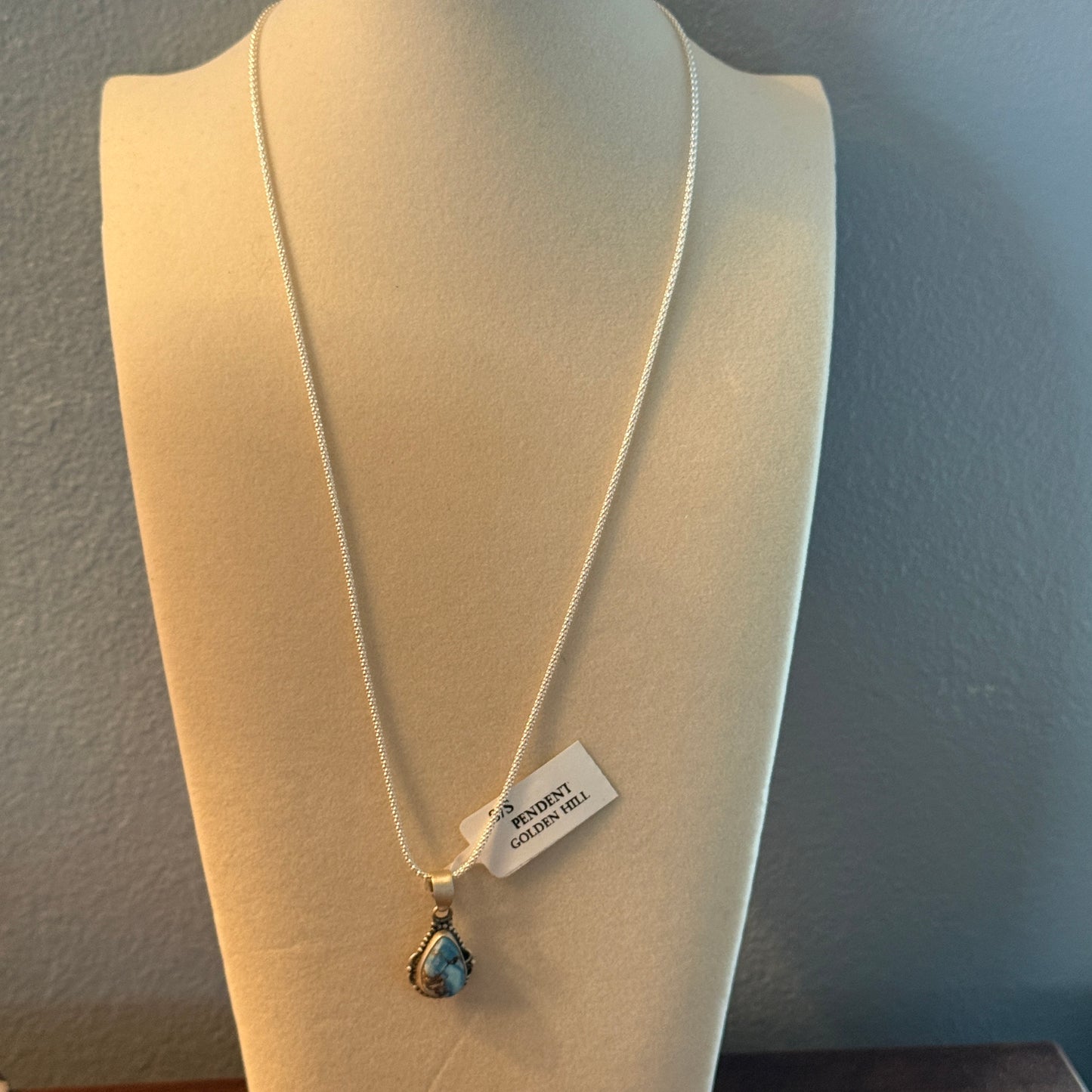Golden Hill Turquoise Sterling Silver Necklace 18 Inch Chain