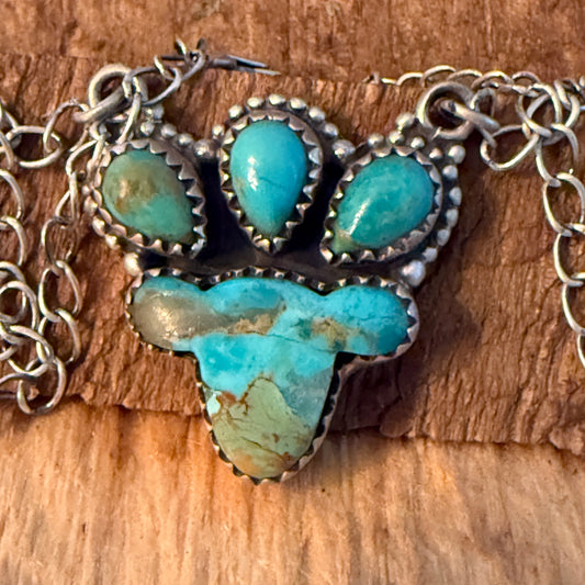 Handcrafted Turquoise Number Eight Gemstone Cluster Necklace In Sterling Silver