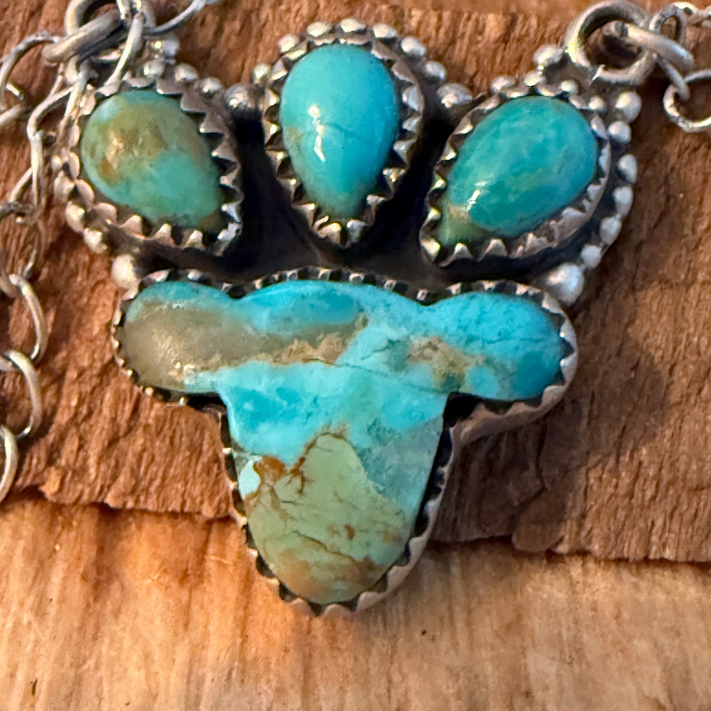 Handcrafted Turquoise Number Eight Gemstone Cluster Necklace In Sterling Silver