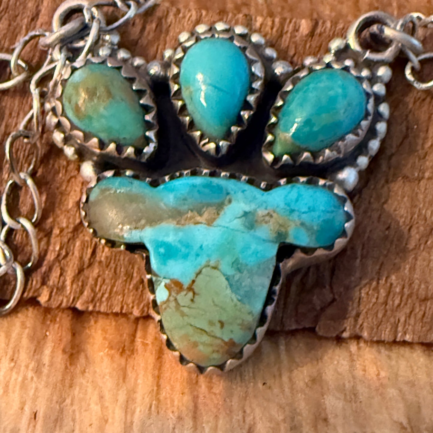 Handcrafted Turquoise Number Eight Gemstone Cluster Necklace In Sterling Silver
