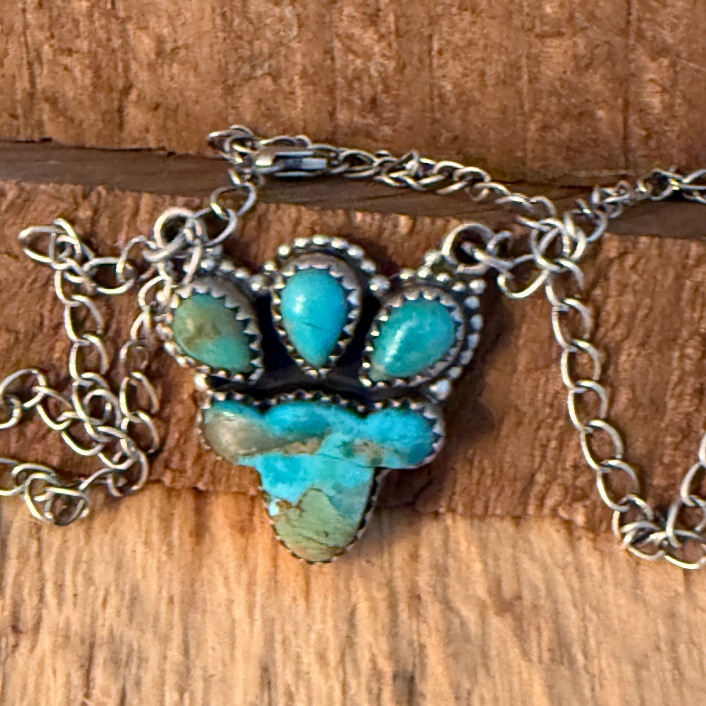 Handcrafted Turquoise Number Eight Gemstone Cluster Necklace In Sterling Silver