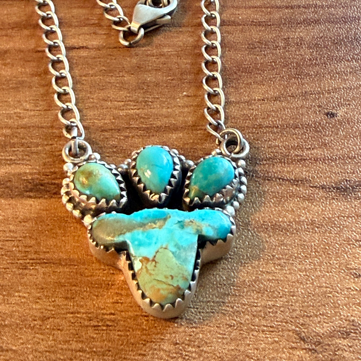 Handcrafted Turquoise Number Eight Gemstone Cluster Necklace In Sterling Silver