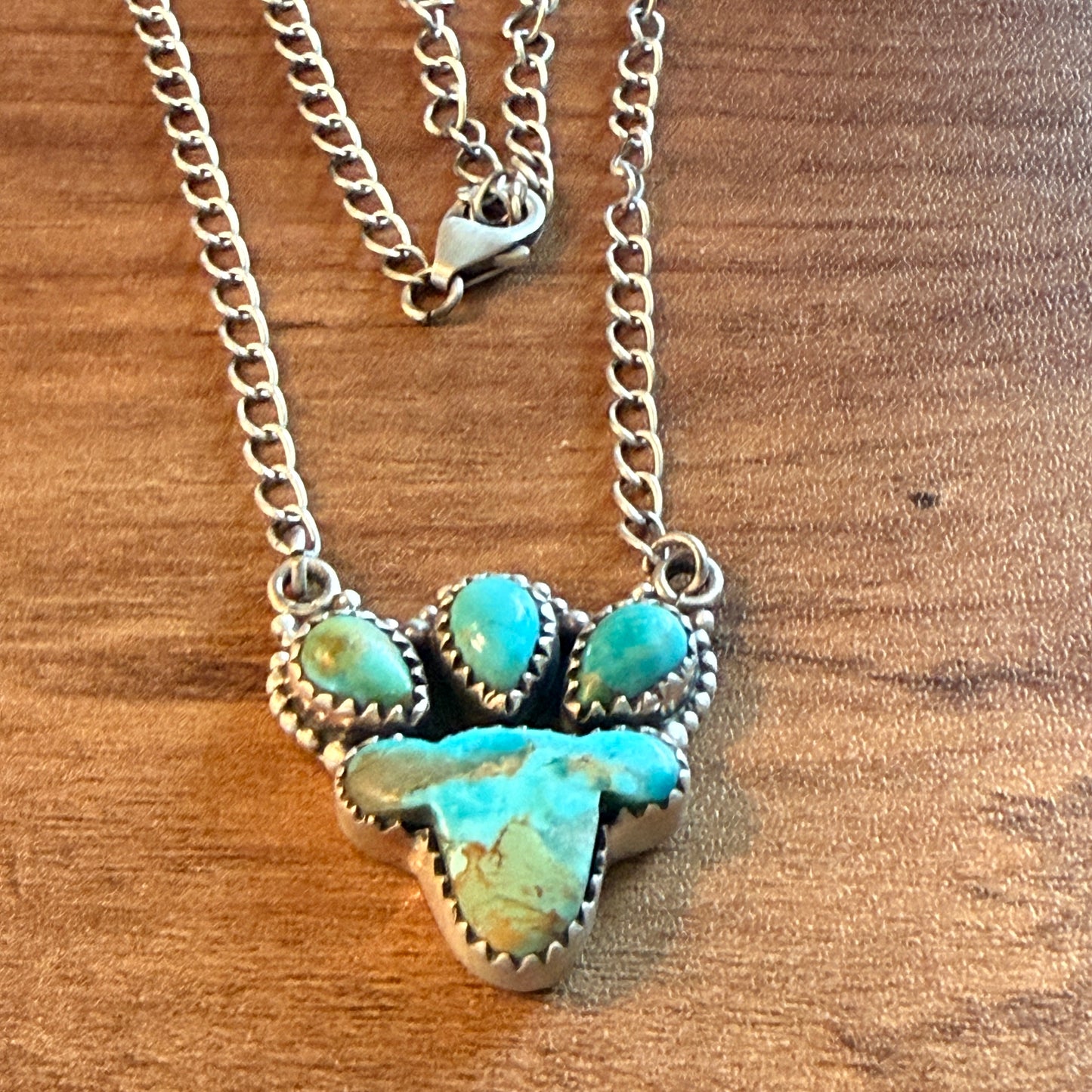 Handcrafted Turquoise Number Eight Gemstone Cluster Necklace In Sterling Silver