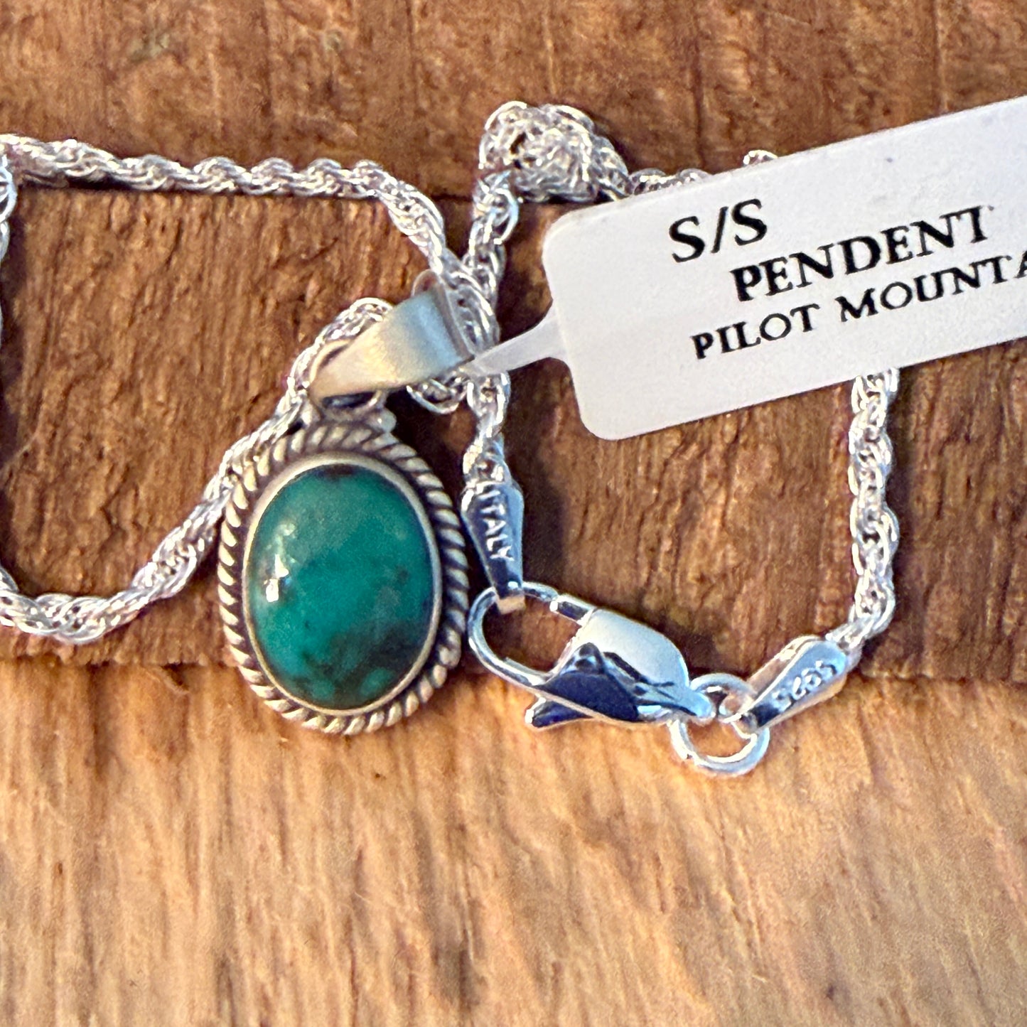 Handcrafted Pilot Mountain Gemstone Sterling Silver Necklace 18 Inch Chain