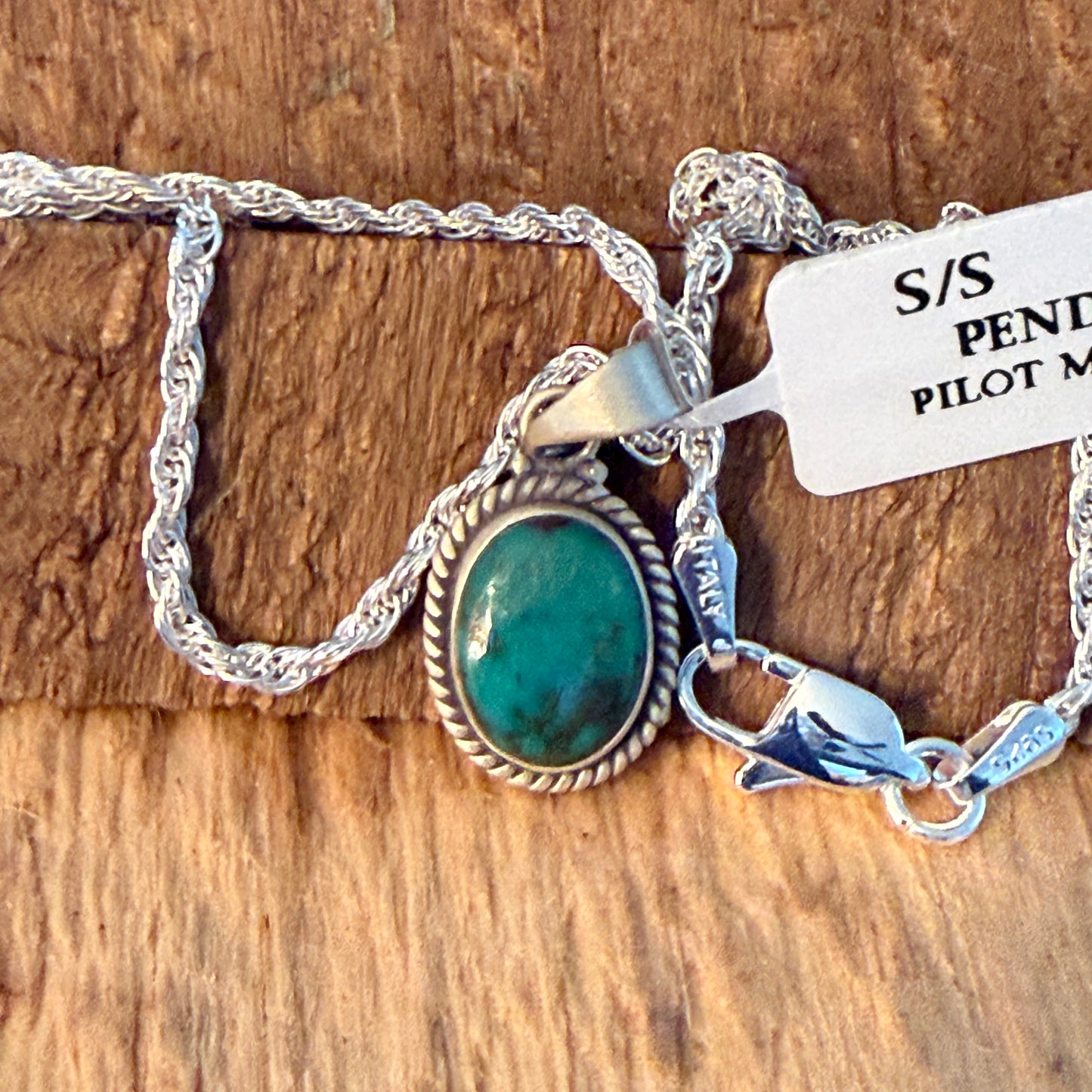 Handcrafted Pilot Mountain Gemstone Sterling Silver Necklace 18 Inch Chain