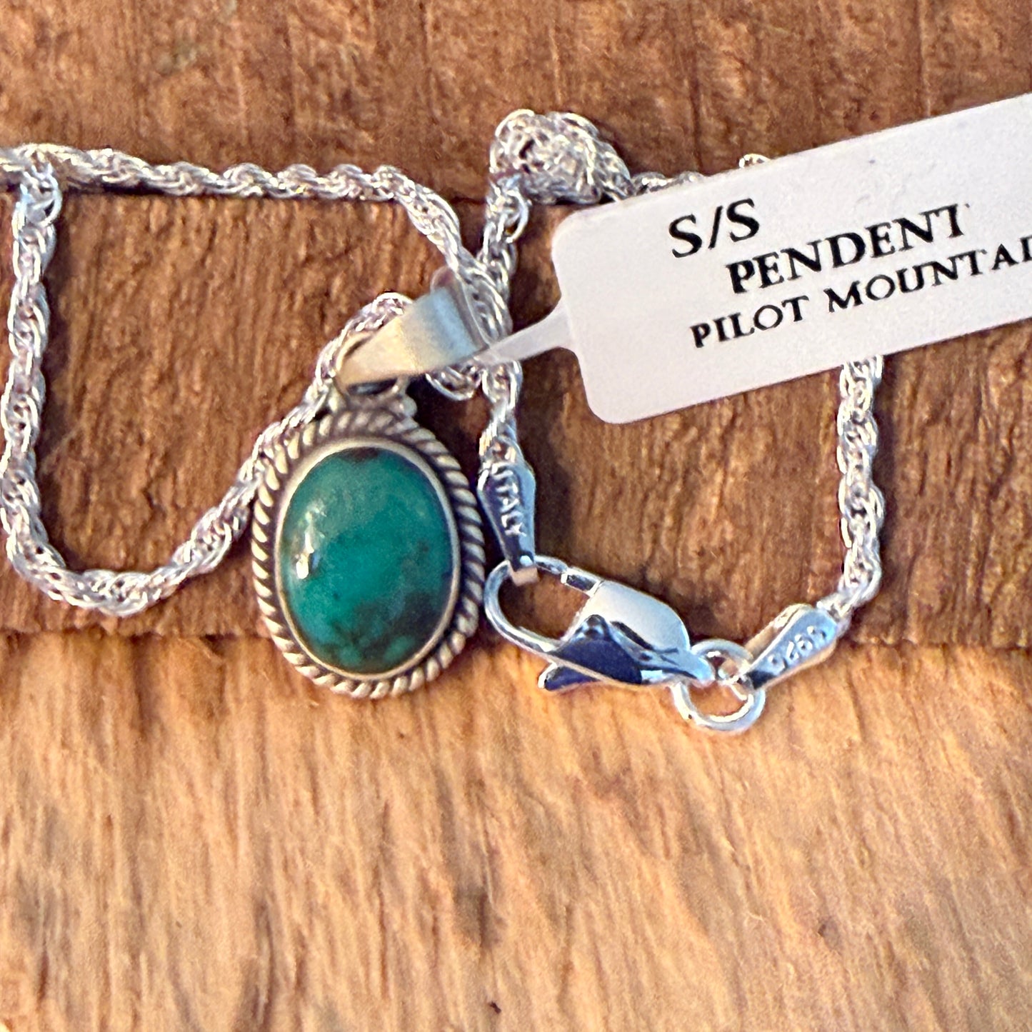 Handcrafted Pilot Mountain Gemstone Sterling Silver Necklace 18 Inch Chain