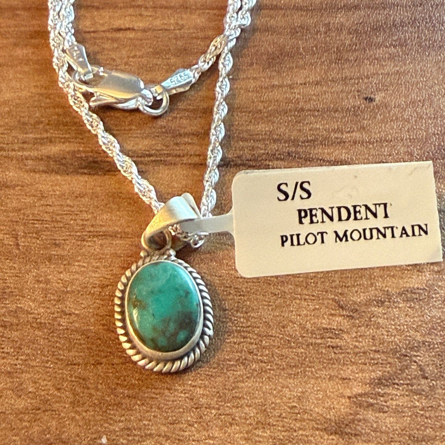 Handcrafted Pilot Mountain Gemstone Sterling Silver Necklace 18 Inch Chain