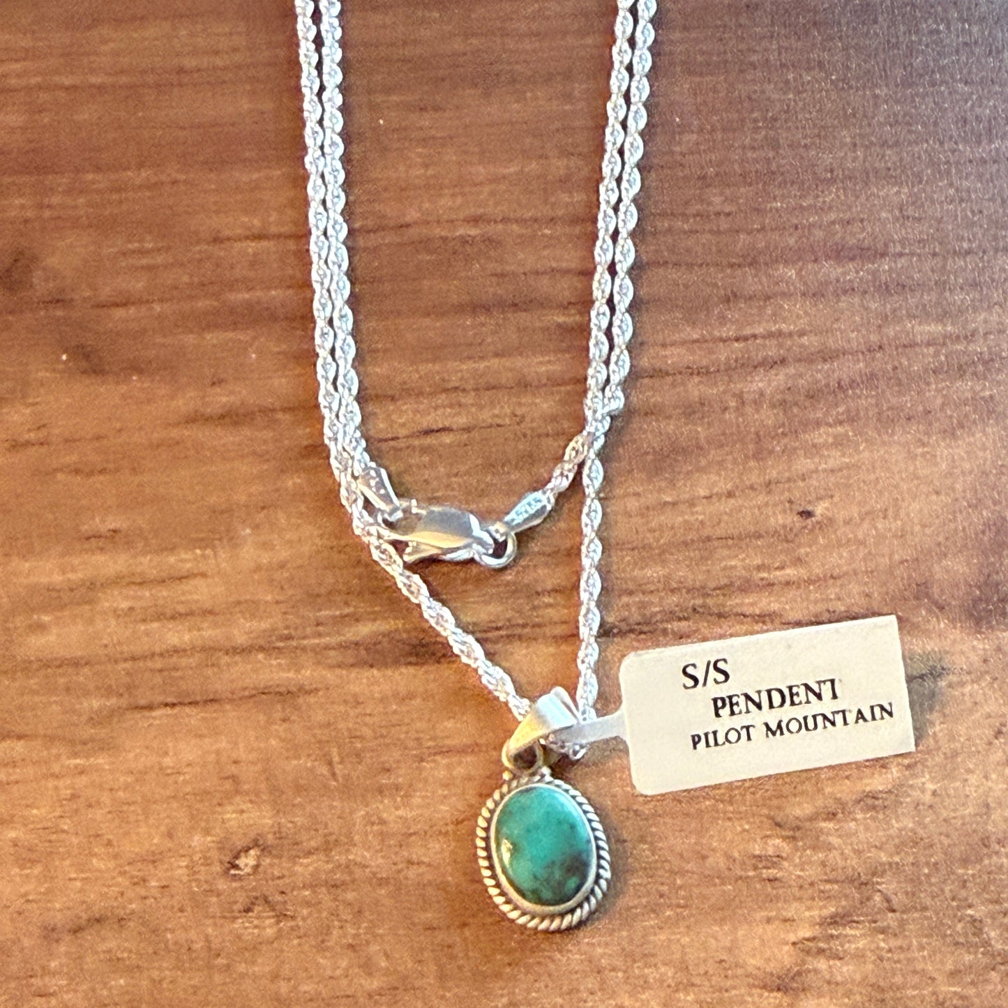Handcrafted Pilot Mountain Gemstone Sterling Silver Necklace 18 Inch Chain