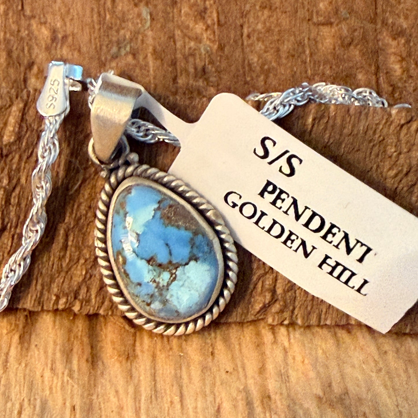 Handcrafted Golden Hill Gemstone Sterling Silver Necklace 18 Inch Chain