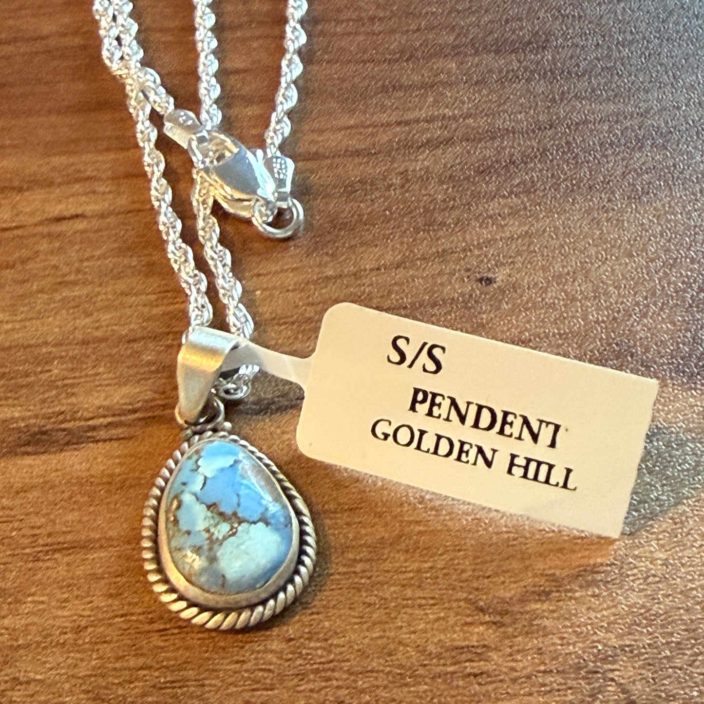 Handcrafted Golden Hill Gemstone Sterling Silver Necklace 18 Inch Chain