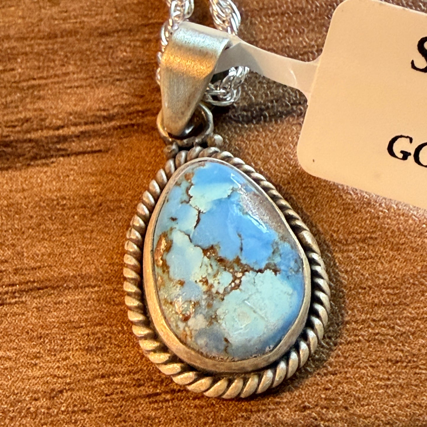 Handcrafted Golden Hill Gemstone Sterling Silver Necklace 18 Inch Chain