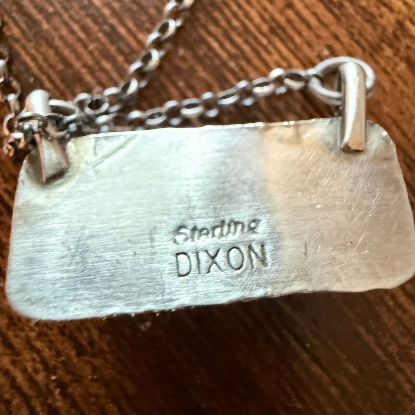 Johnny Dixon Signed Pink Conch Bar Necklace Sterling Silver 16 Inch Chain