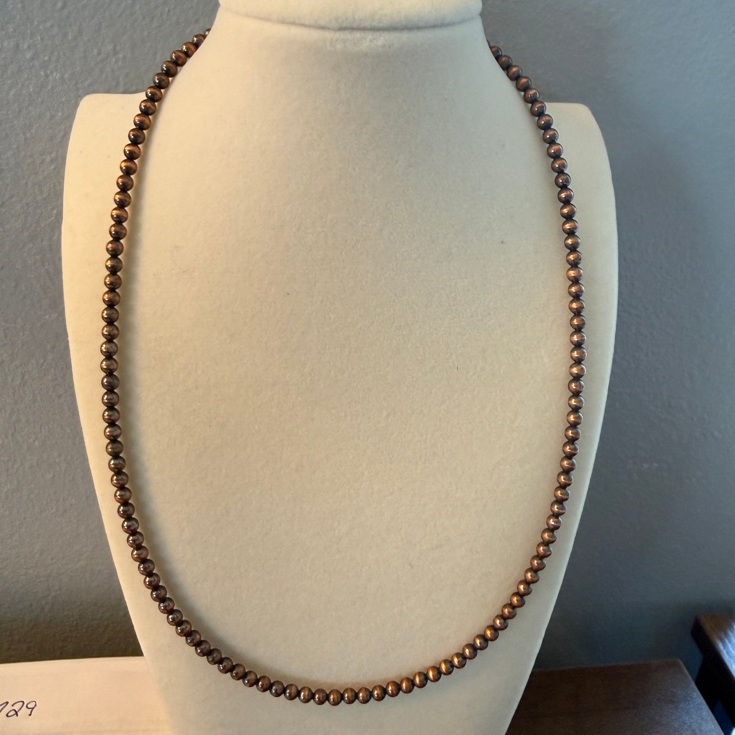 Handcrafted Copper Pearl Necklace 4mm Pearl 18 Inch Elegant Jewelry