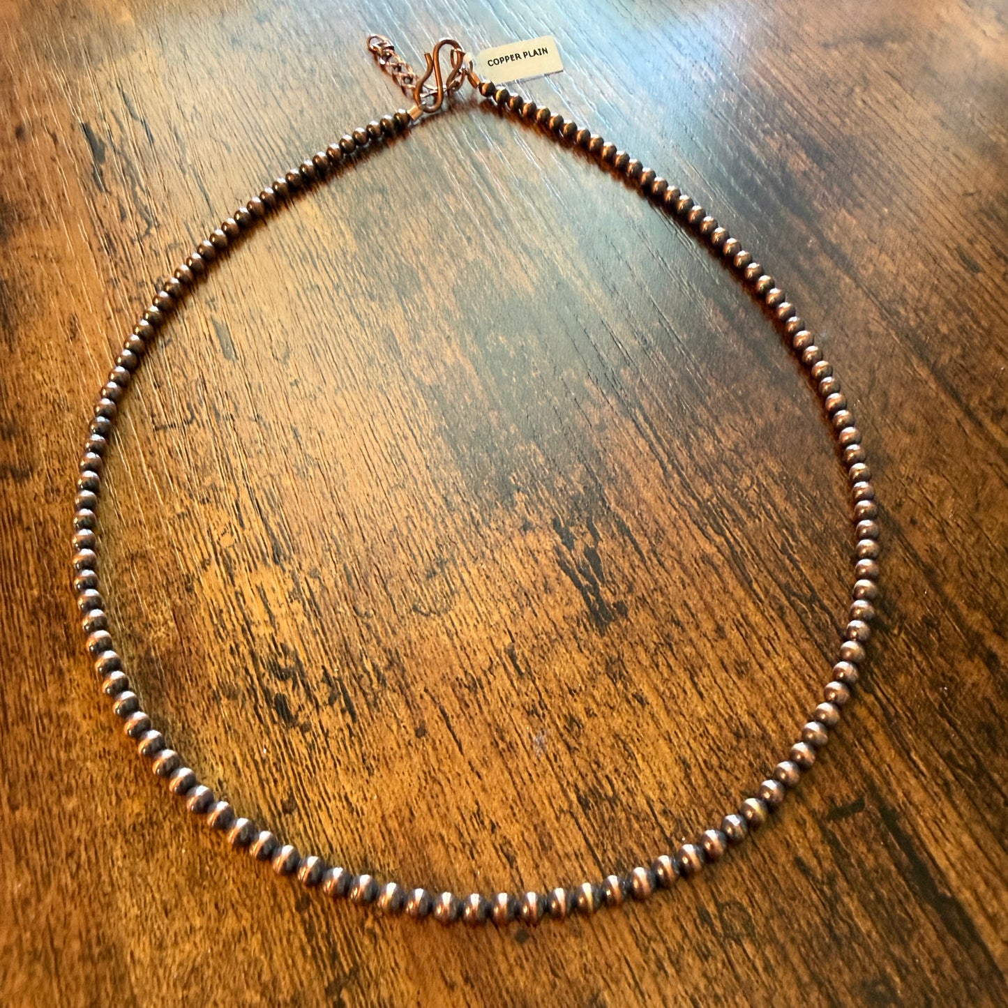 Handcrafted Copper Pearl Necklace 4mm Pearl 18 Inch Elegant Jewelry