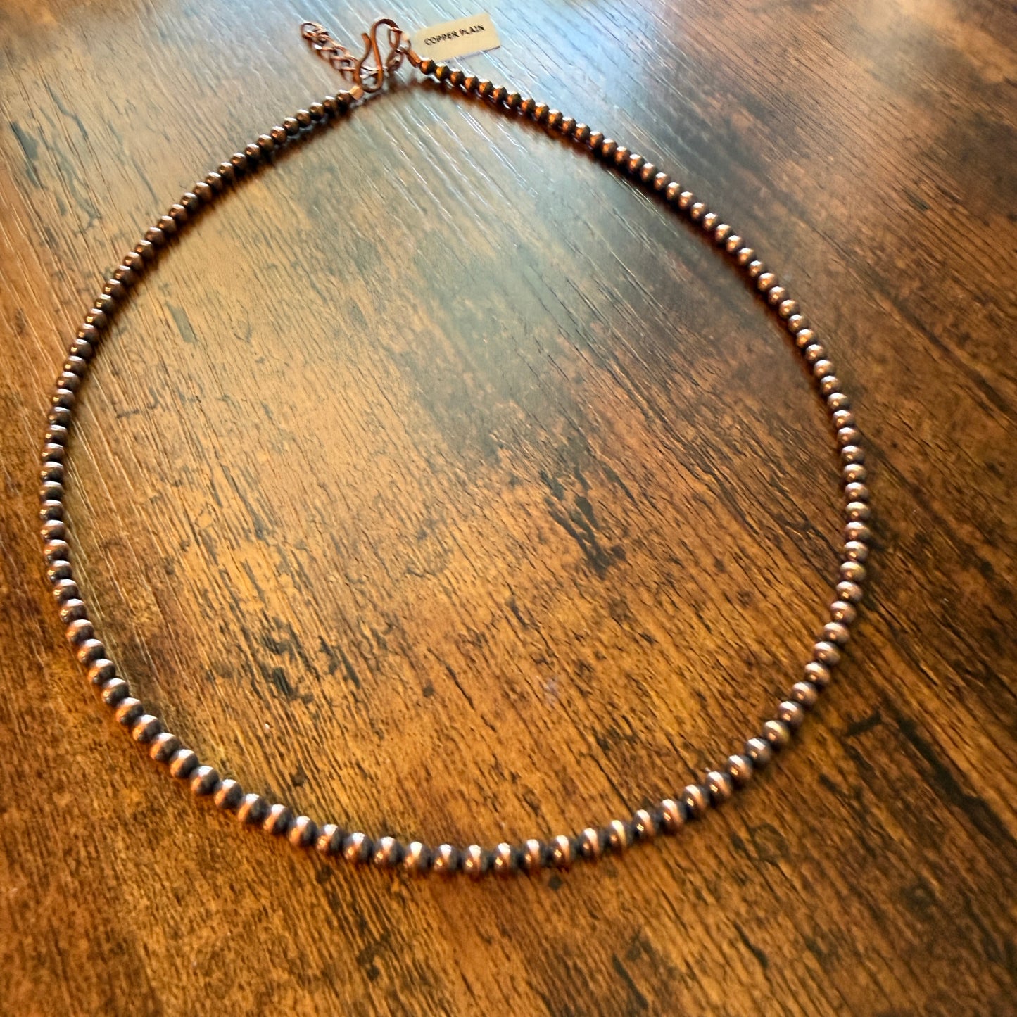 Handcrafted Copper Pearl Necklace 4mm Pearl 18 Inch Elegant Jewelry
