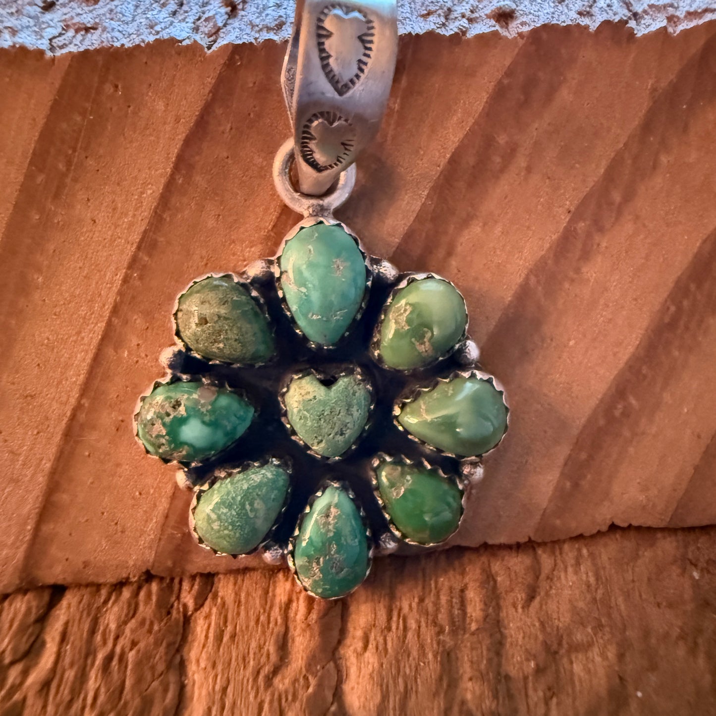 Handcrafted Sonoran Mountain Turquoise Cluster Pendant Sterling Silver