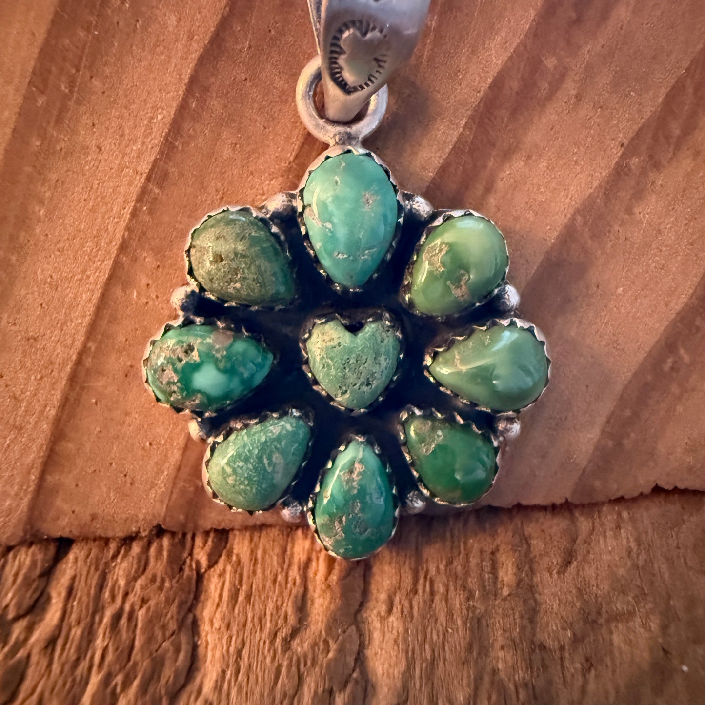 Handcrafted Sonoran Mountain Turquoise Cluster Pendant Sterling Silver