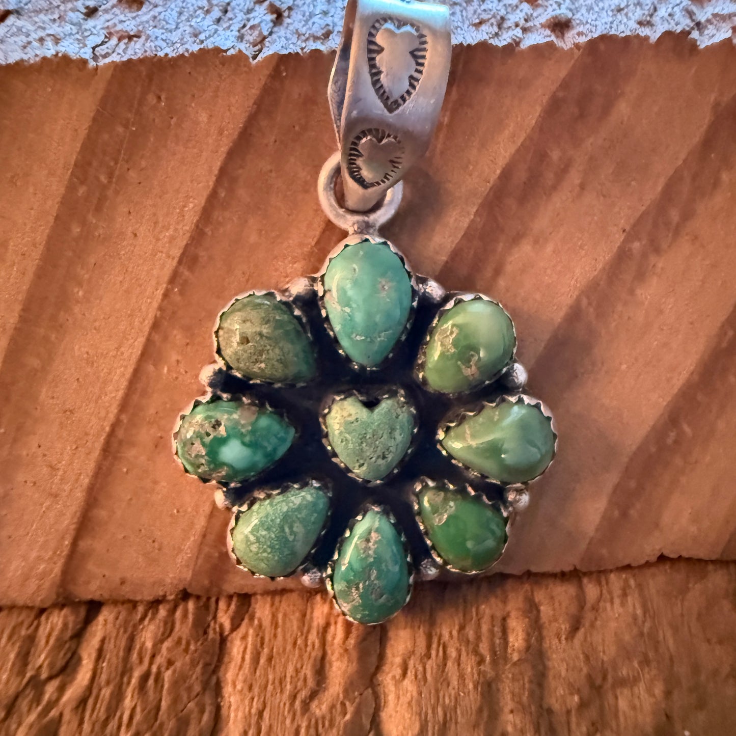 Handcrafted Sonoran Mountain Turquoise Cluster Pendant Sterling Silver