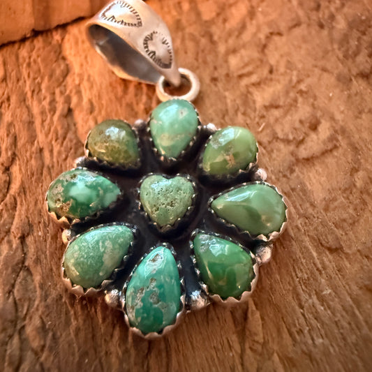 Handcrafted Sonoran Mountain Turquoise Cluster Pendant Sterling Silver
