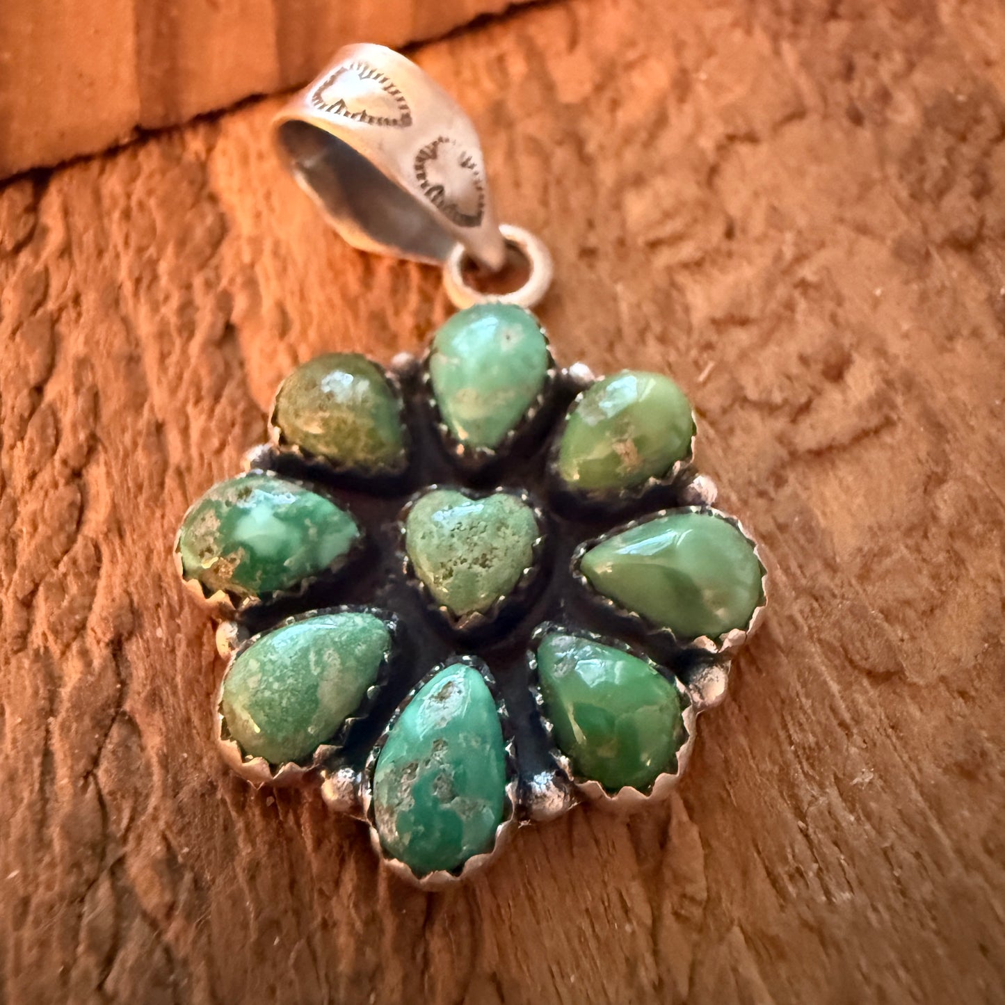 Handcrafted Sonoran Mountain Turquoise Cluster Pendant Sterling Silver