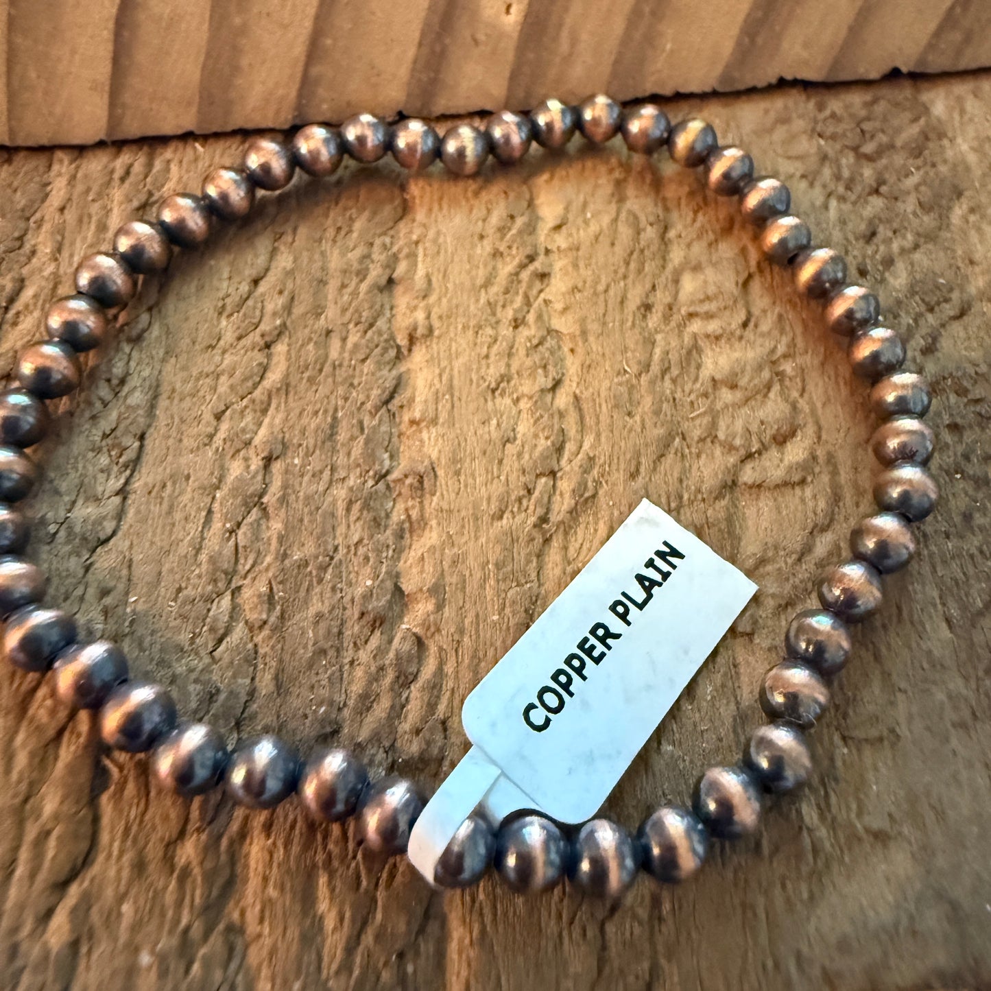 Copper Pearl Stretch Bracelet 6mm Adjustable Handcrafted Jewelry Gift