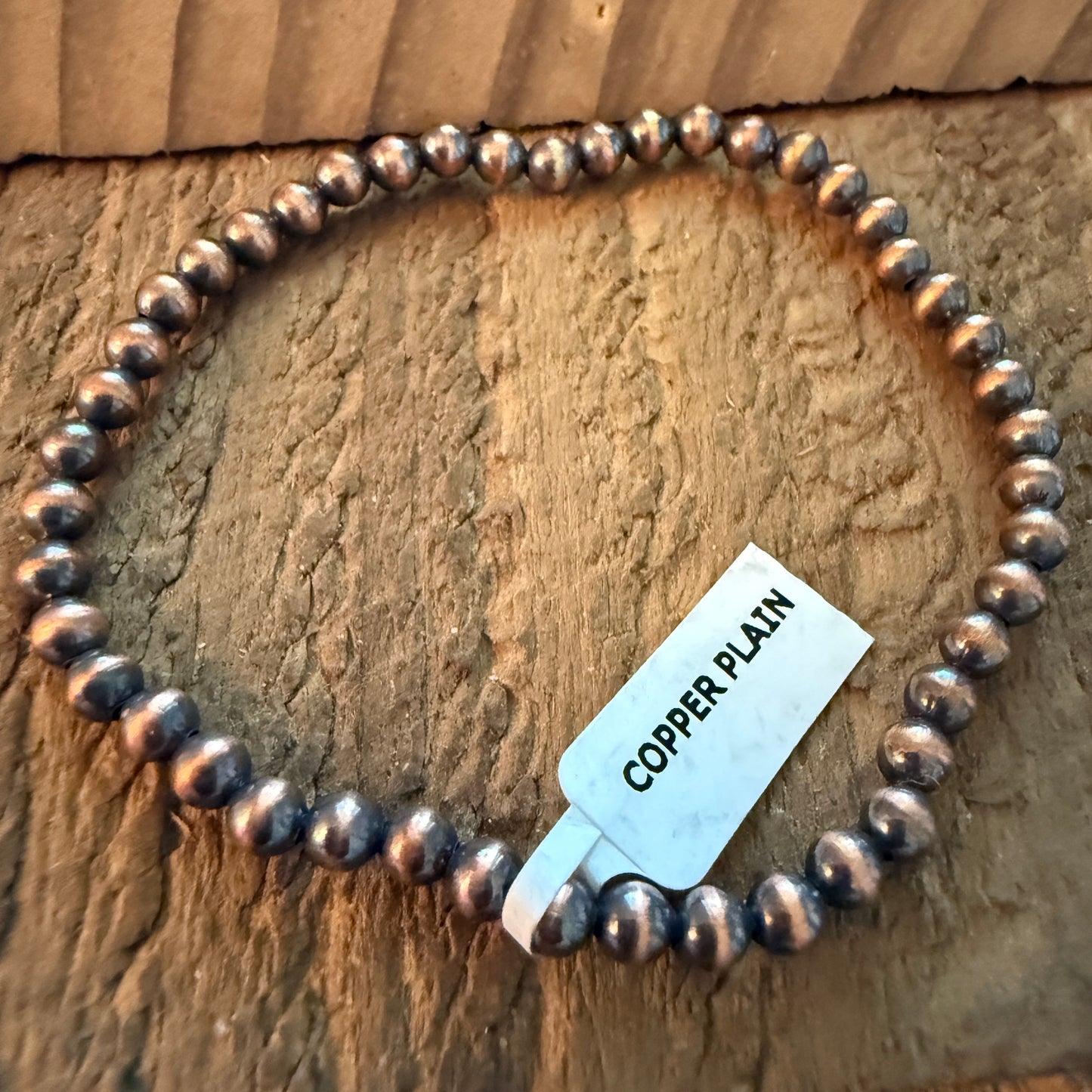 Copper Pearl Stretch Bracelet 6mm Adjustable Handcrafted Jewelry Gift