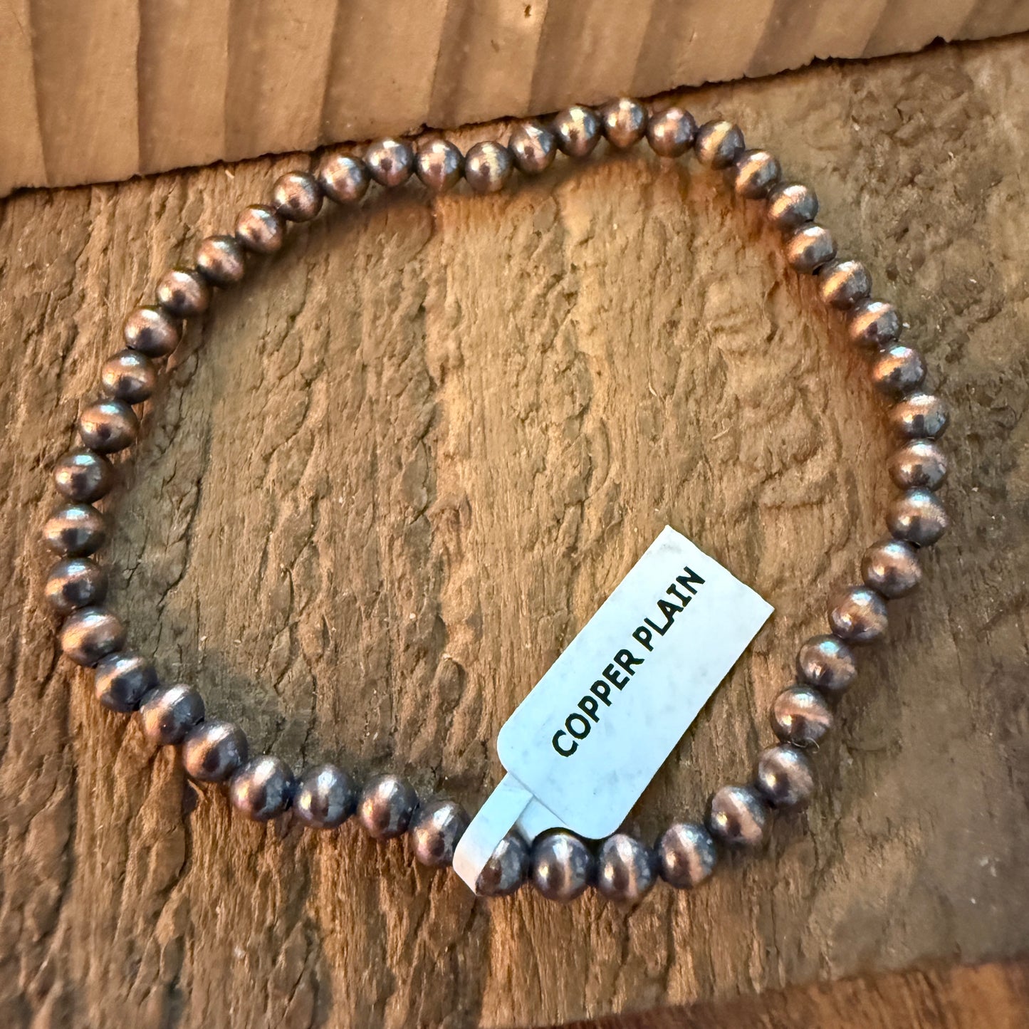 Copper Pearl Stretch Bracelet 6mm Adjustable Handcrafted Jewelry Gift