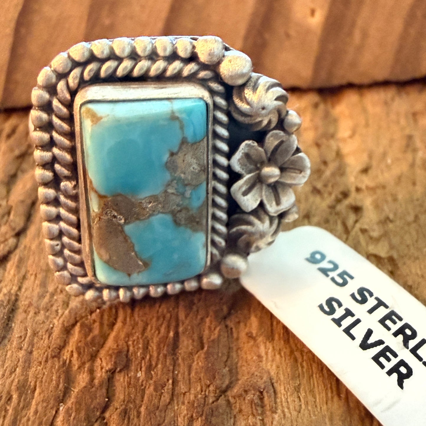 Handcrafted Dry Creek Turquoise Gemstone Ring In Sterling Silver Adjustable