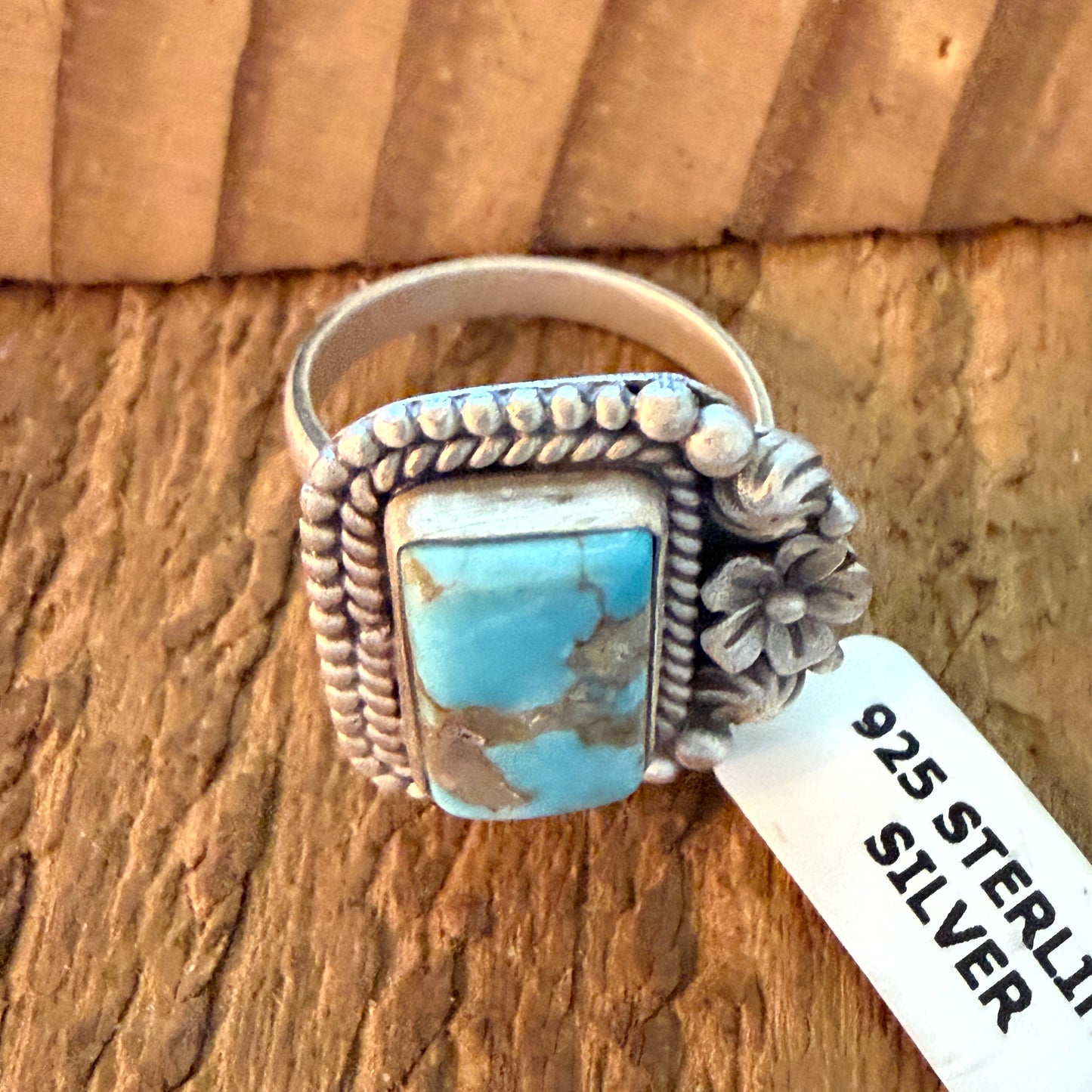 Handcrafted Dry Creek Turquoise Gemstone Ring In Sterling Silver Adjustable
