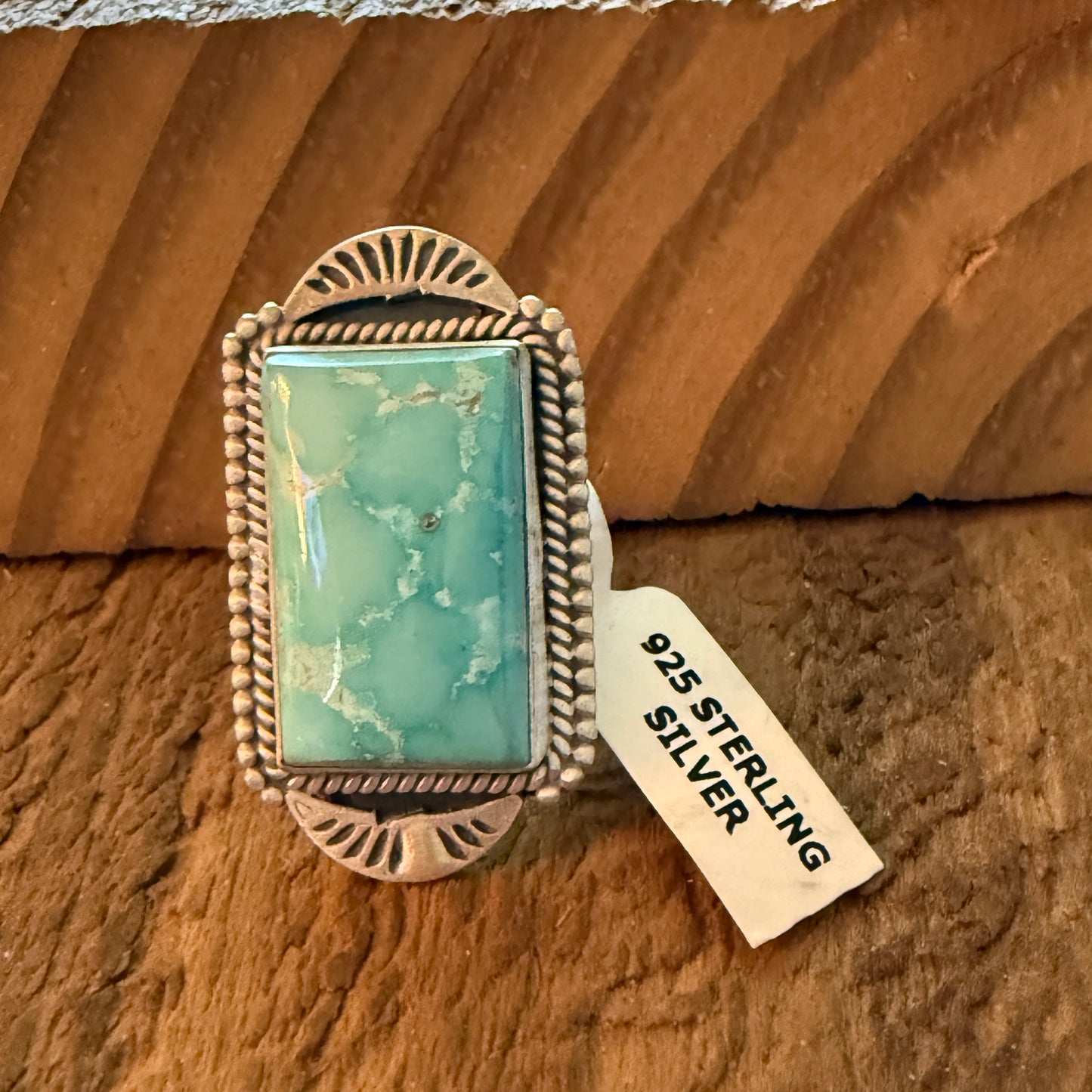 Handcrafted Dry Creek Turquoise Gemstone Ring Sterling Silver Adjustable