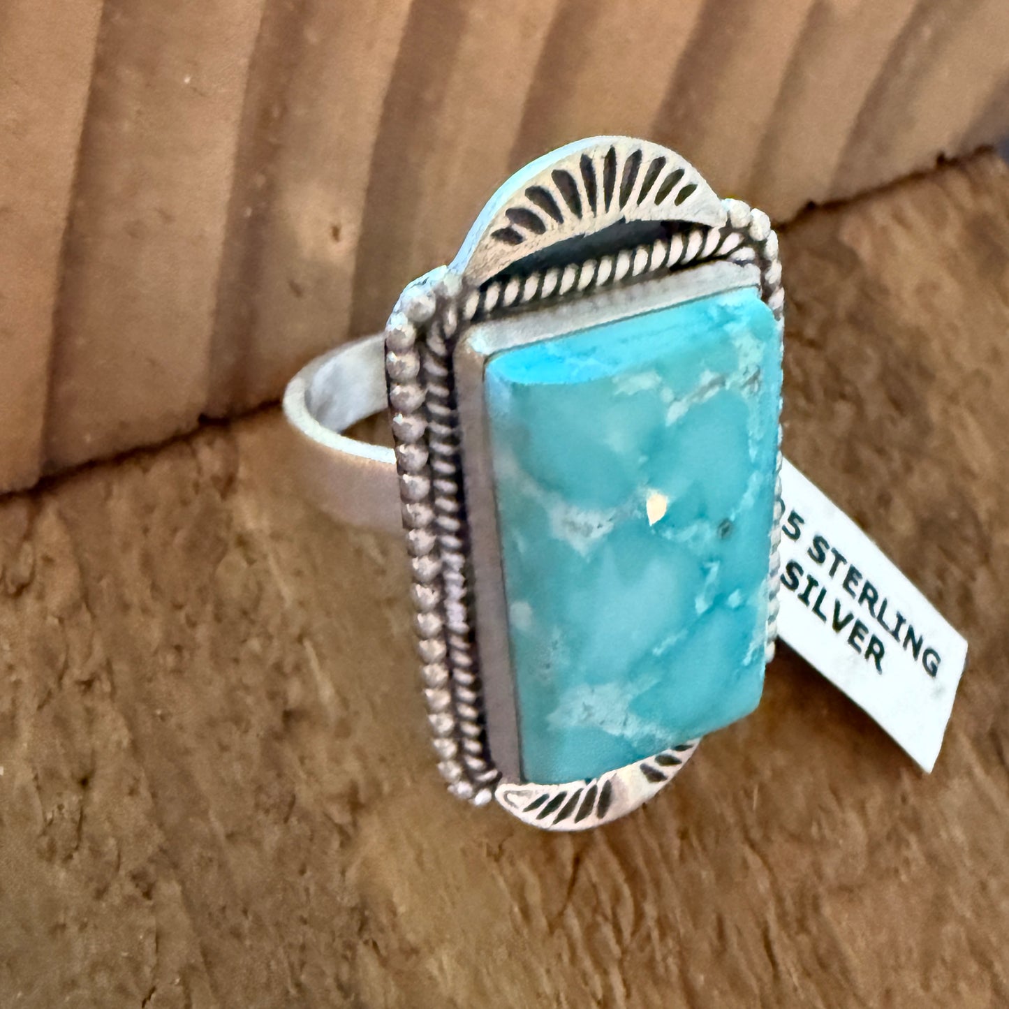 Handcrafted Dry Creek Turquoise Gemstone Ring Sterling Silver Adjustable