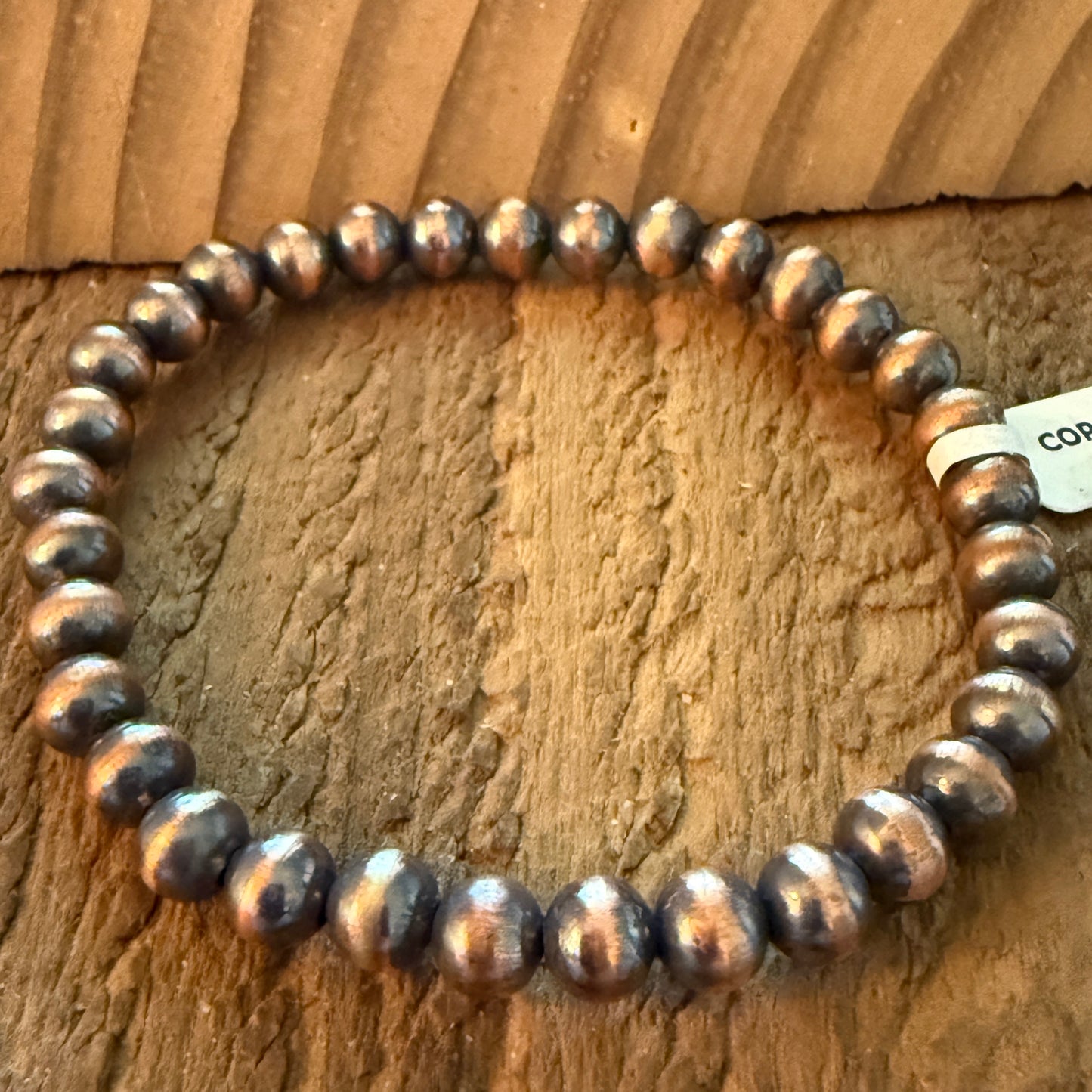 Handcrafted Genuine Copper Pearl Stretch Bracelet 4 mm for Everyday Layering