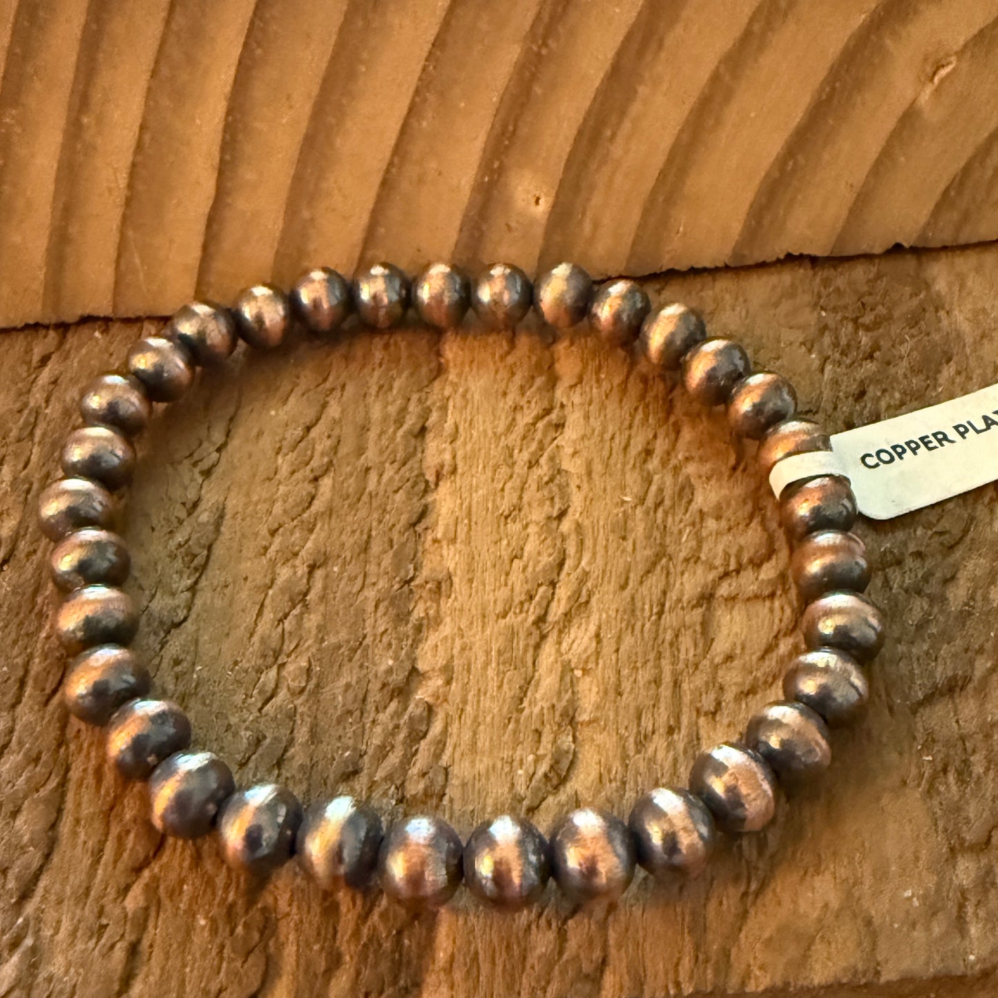 Handcrafted Genuine Copper Pearl Stretch Bracelet 4 mm for Everyday Layering