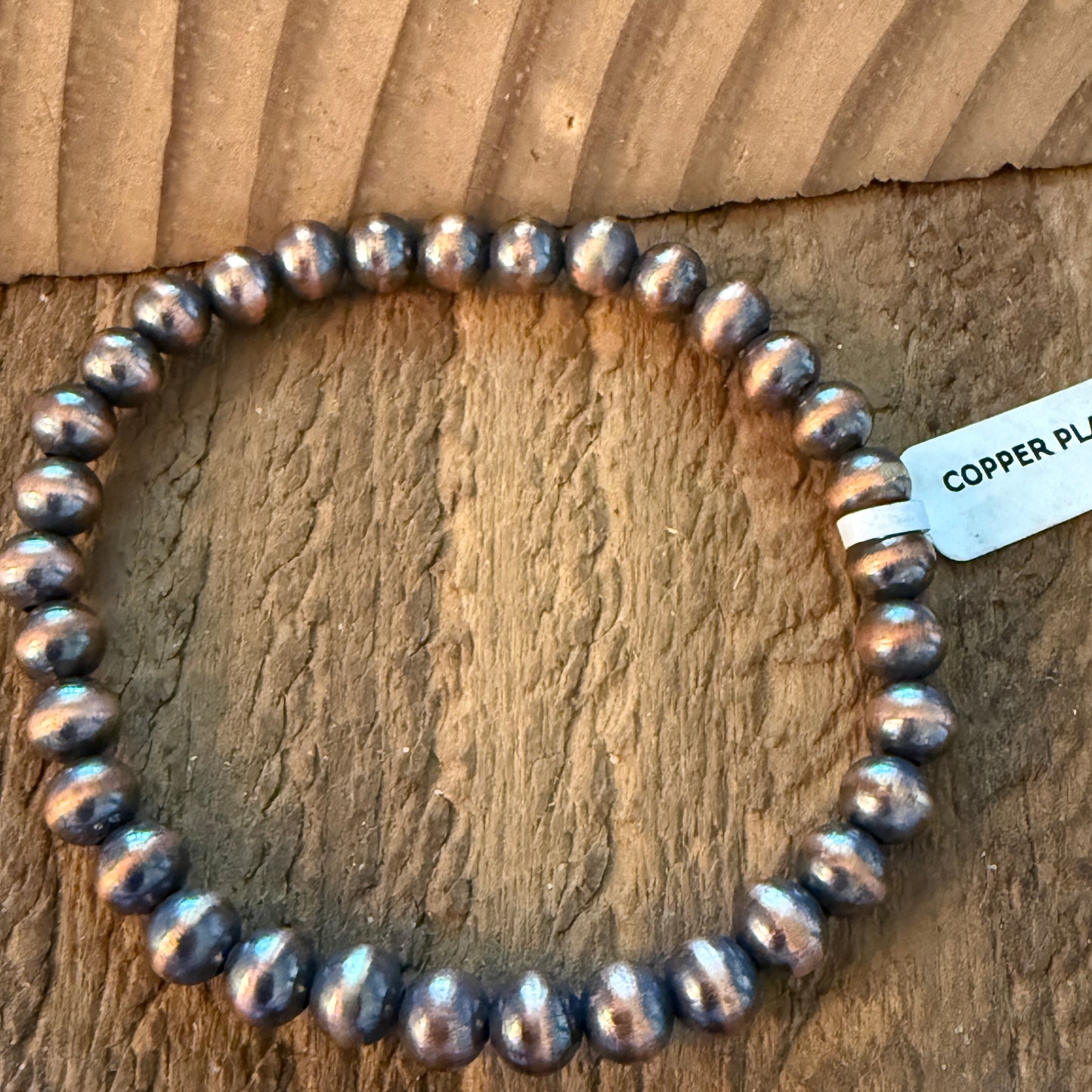 Handcrafted Genuine Copper Pearl Stretch Bracelet 4 mm for Everyday Layering