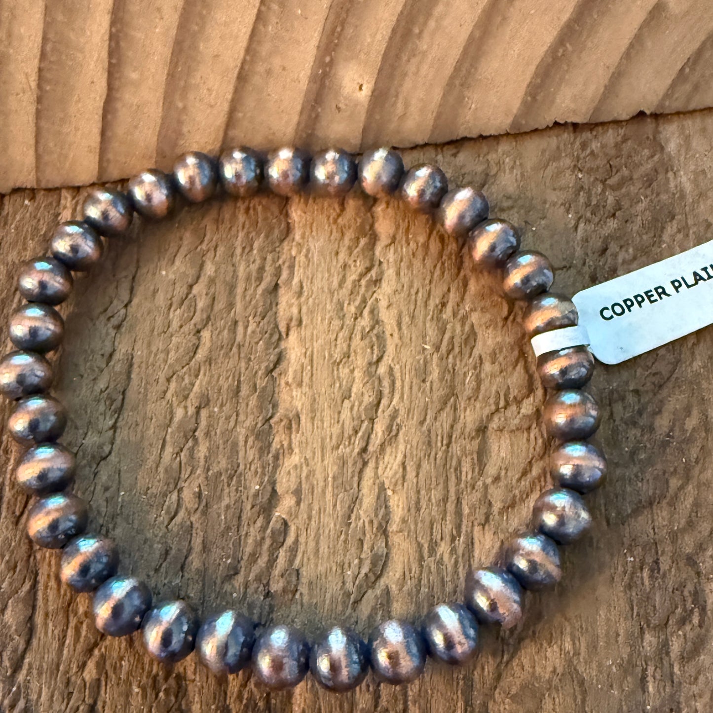 Handcrafted Genuine Copper Pearl Stretch Bracelet 4 mm for Everyday Layering