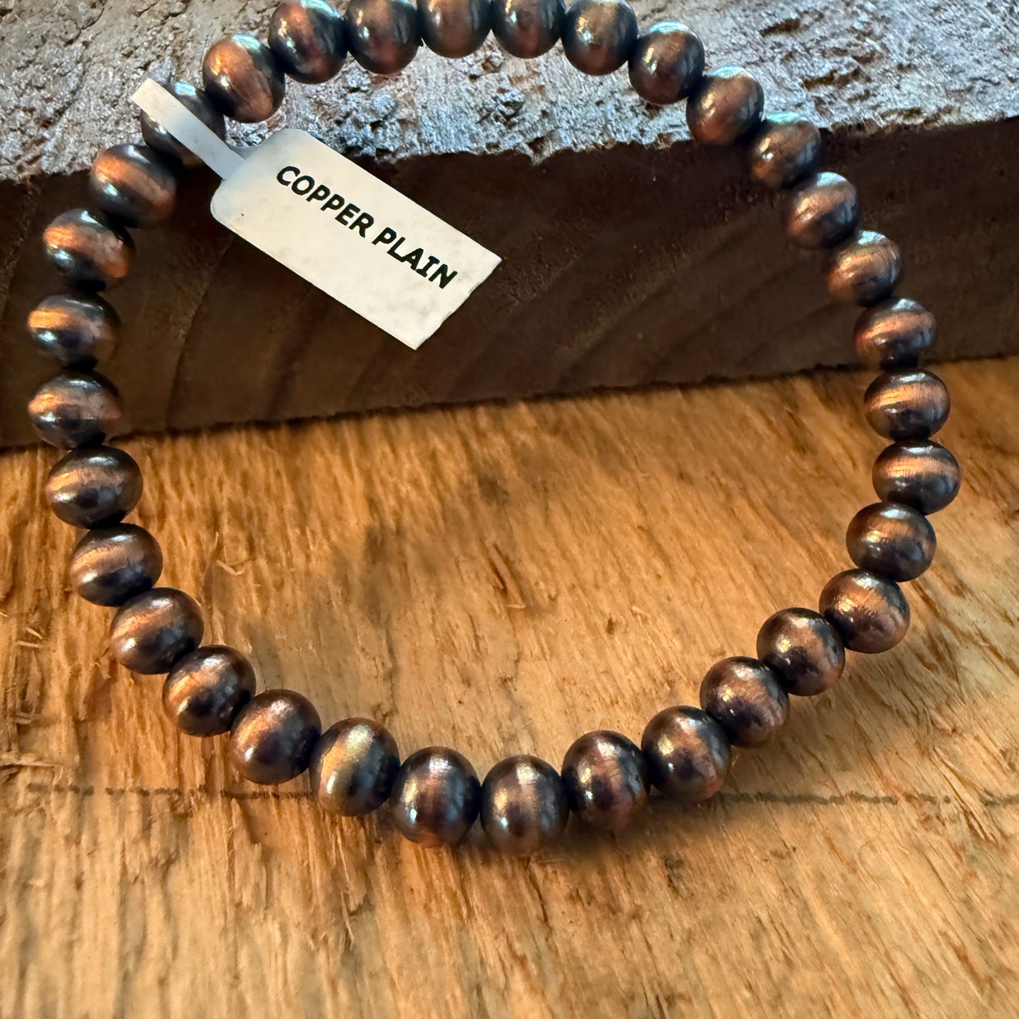 Copper Pearl Stretch Bracelet 6mm Adjustable Handcrafted Jewelry Gift