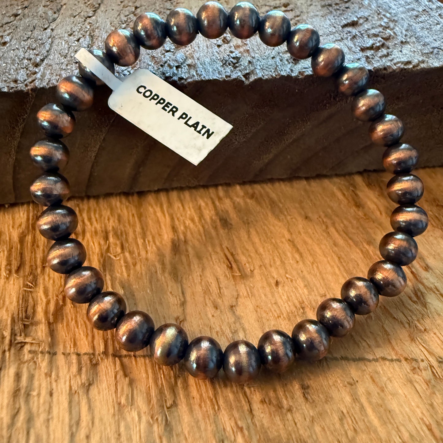 Copper Pearl Stretch Bracelet 6mm Adjustable Handcrafted Jewelry Gift