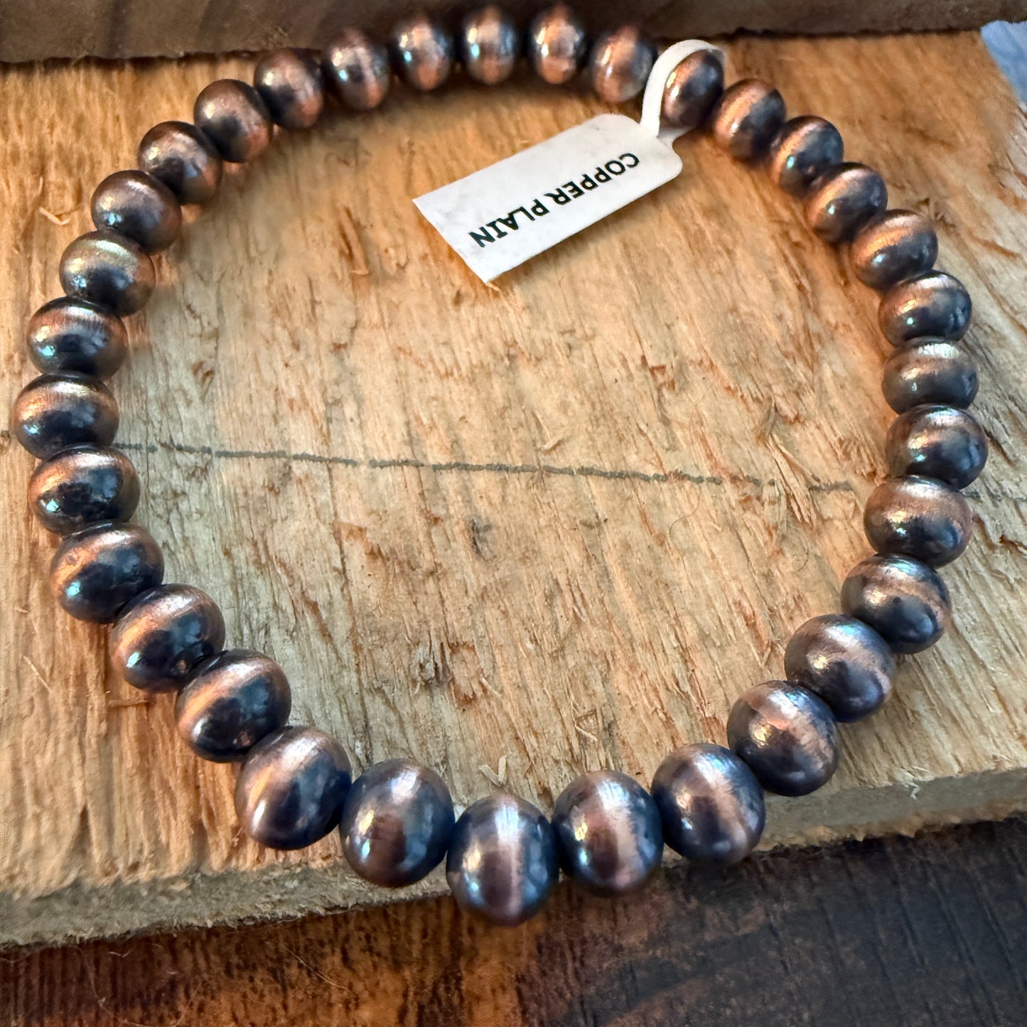 Copper Pearl Stretch Bracelet 6mm Adjustable Handcrafted Jewelry Gift
