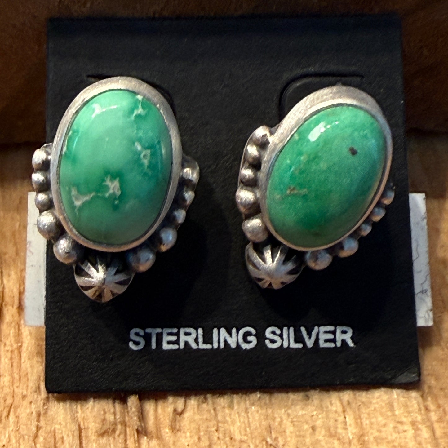 Handcrafted Emerald Valley Turquoise Stud Earring in 925 Sterling Silver