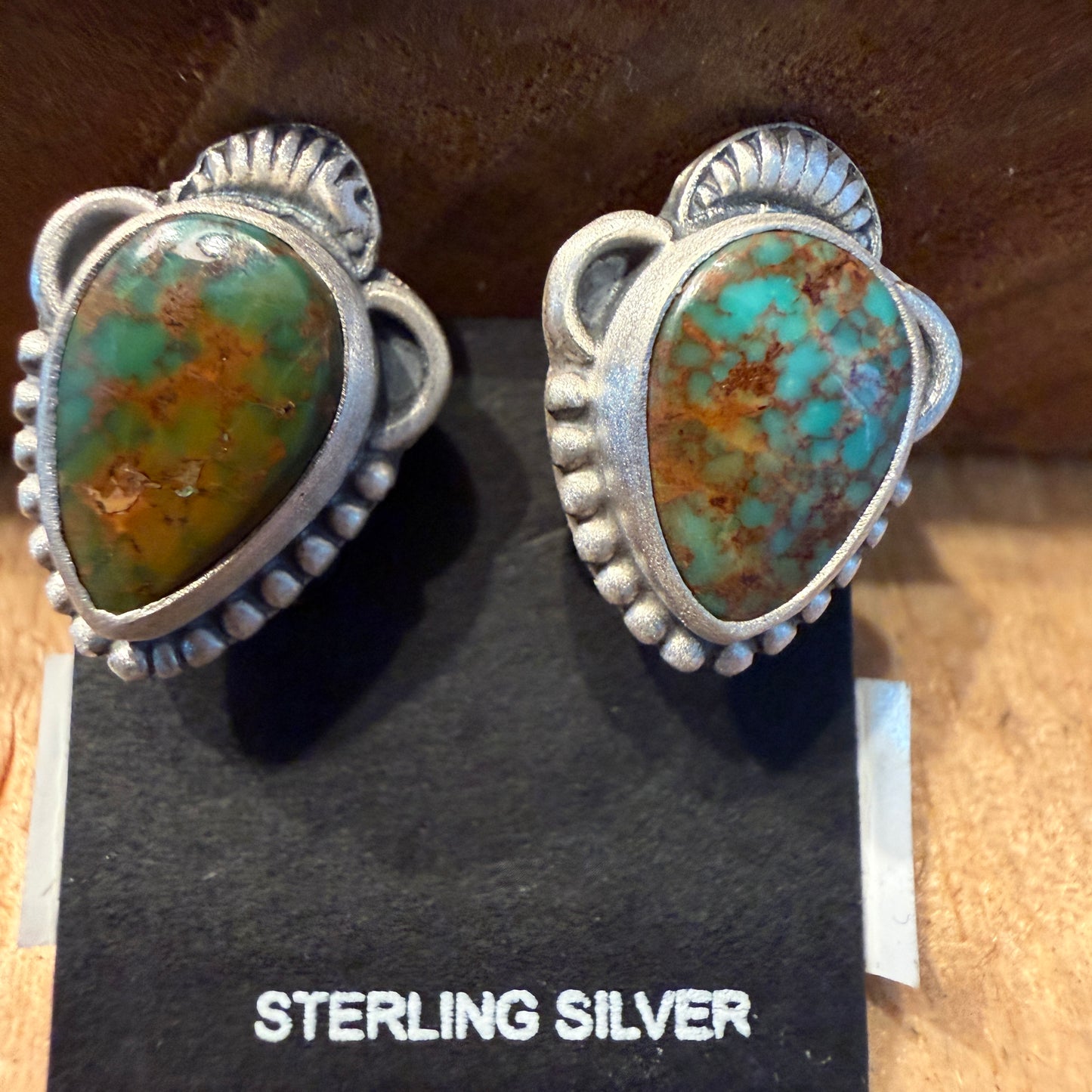 Pilot Mountain Turquoise Stud Earrings In 925 Sterling Silver