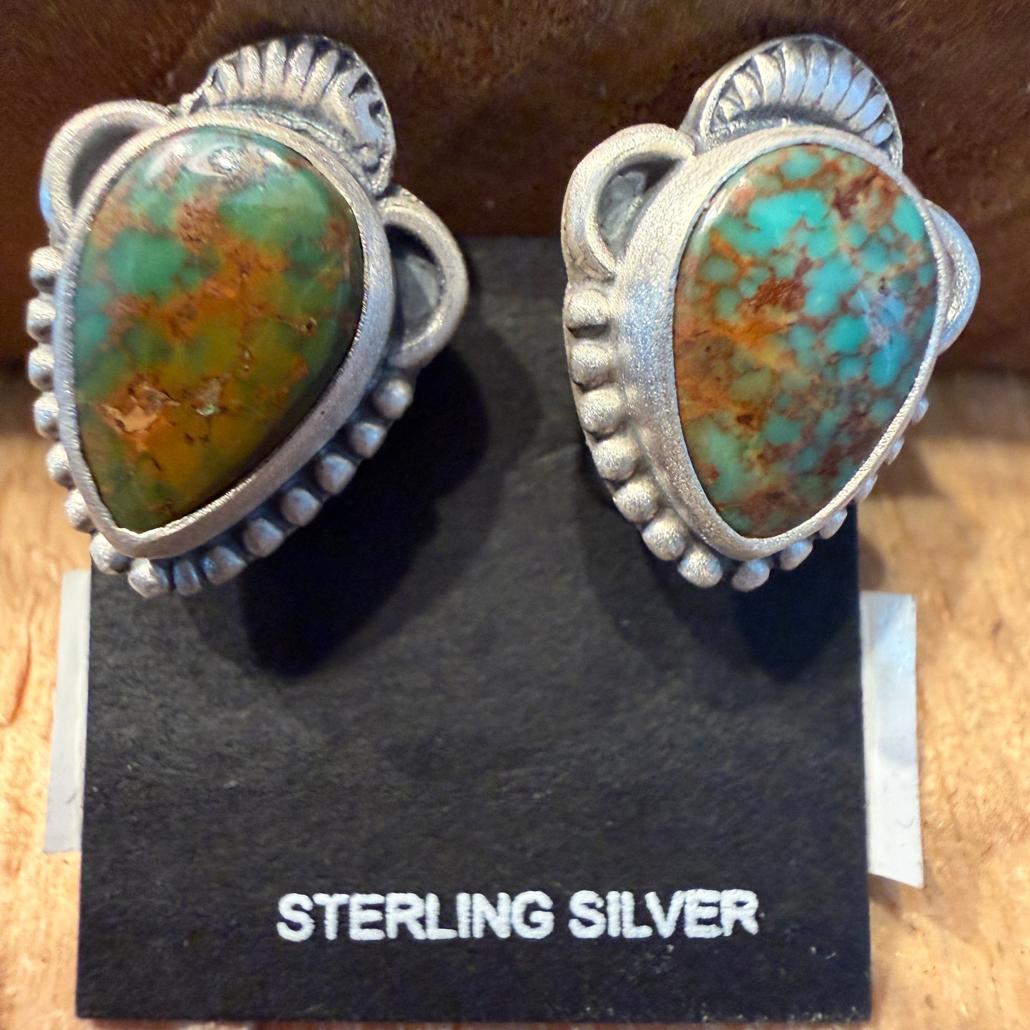Pilot Mountain Turquoise Stud Earrings In 925 Sterling Silver