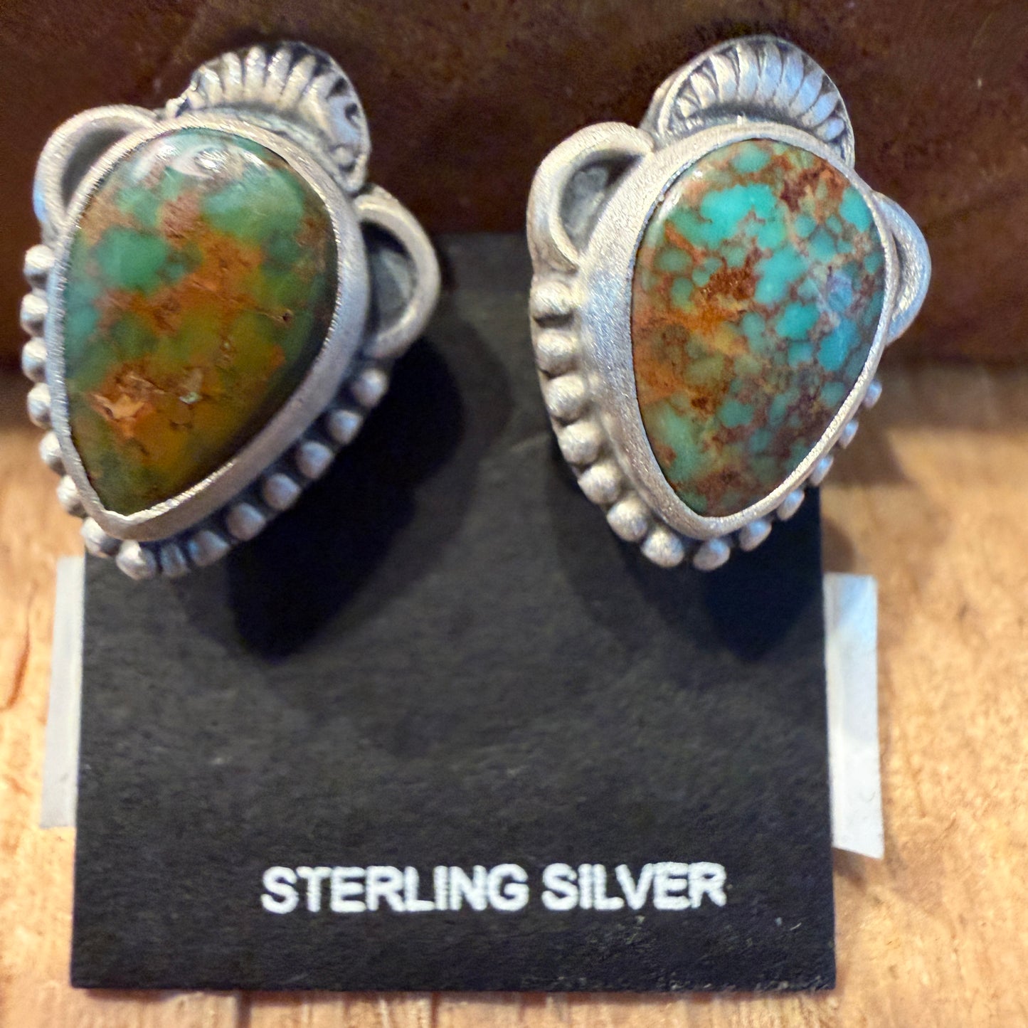 Pilot Mountain Turquoise Stud Earrings In 925 Sterling Silver