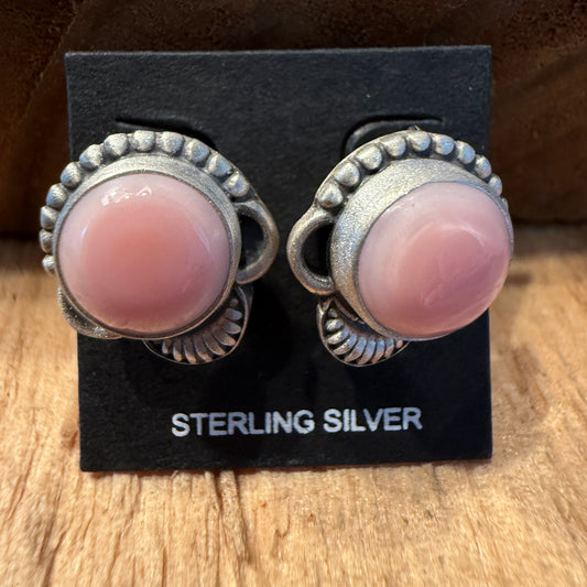 Pink Conch Stud Earrings 925 Sterling Silver Handcrafted