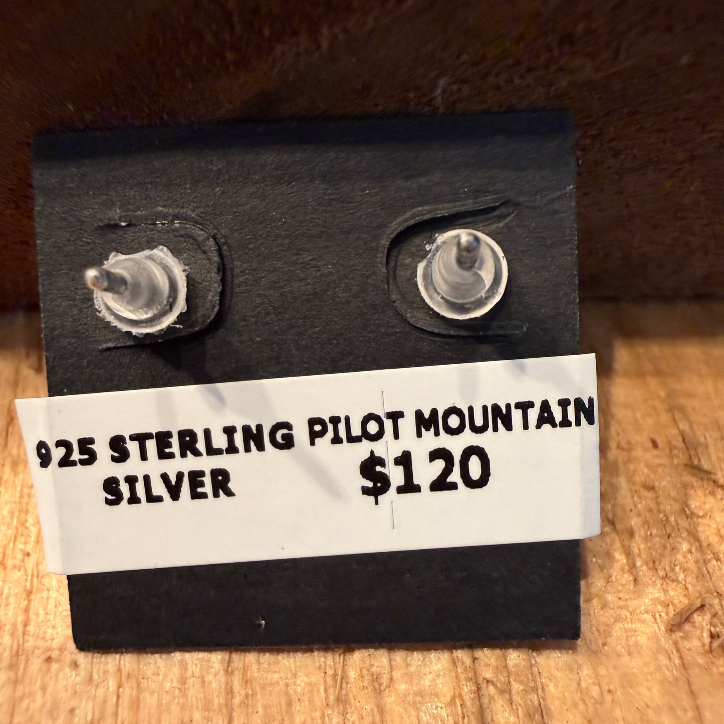 Handcrafted Pilot Mountain Turquoise Stud Earrings Sterling Silver 925