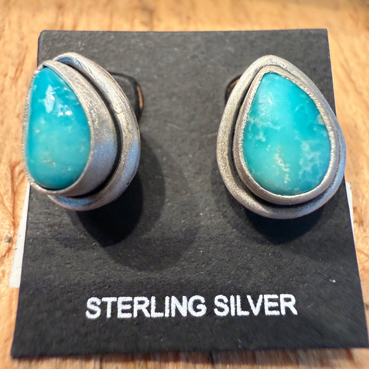 Handcrafted White Water Turquoise Gemstone Stud Earring 925 Sterling Silver