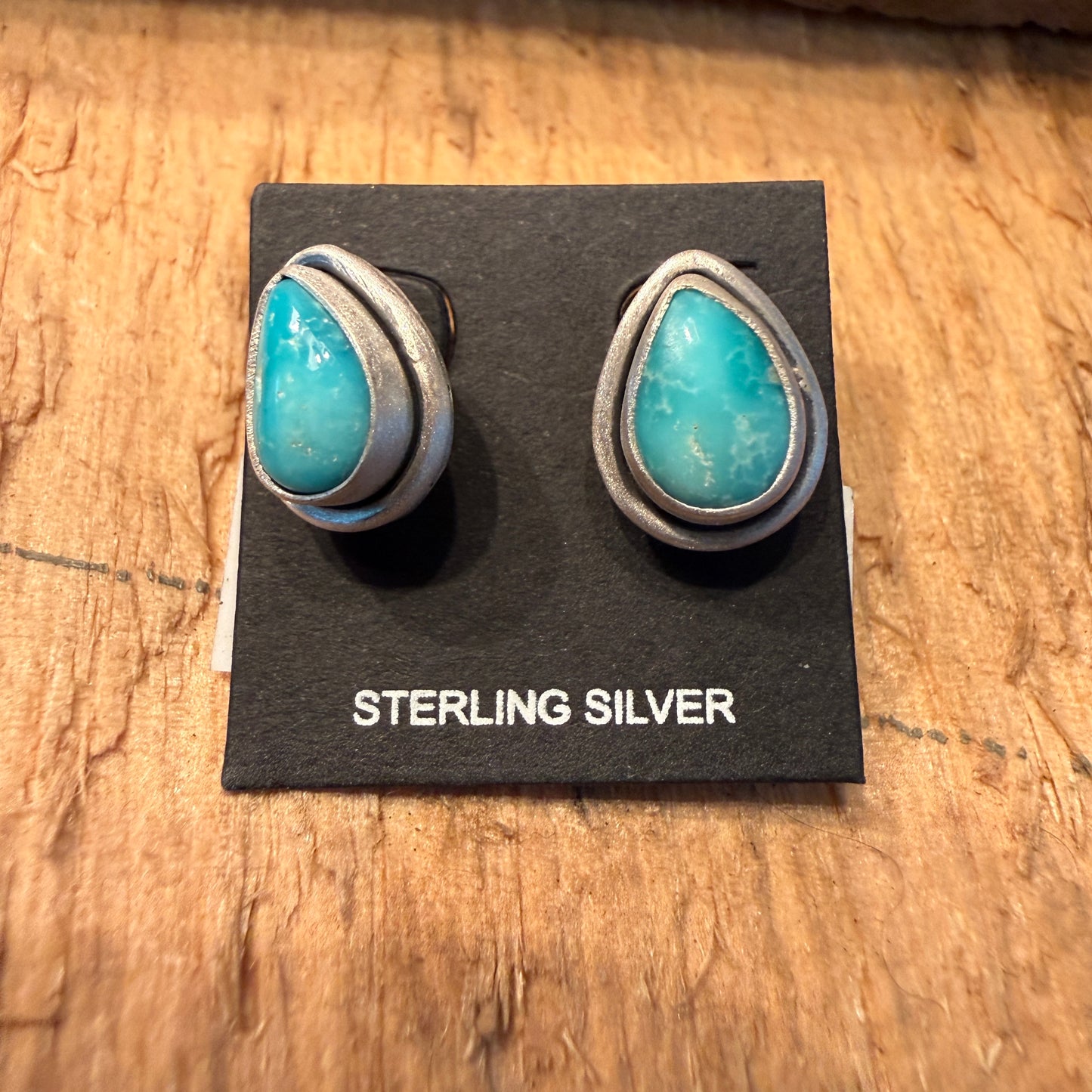 Handcrafted White Water Turquoise Gemstone Stud Earring 925 Sterling Silver